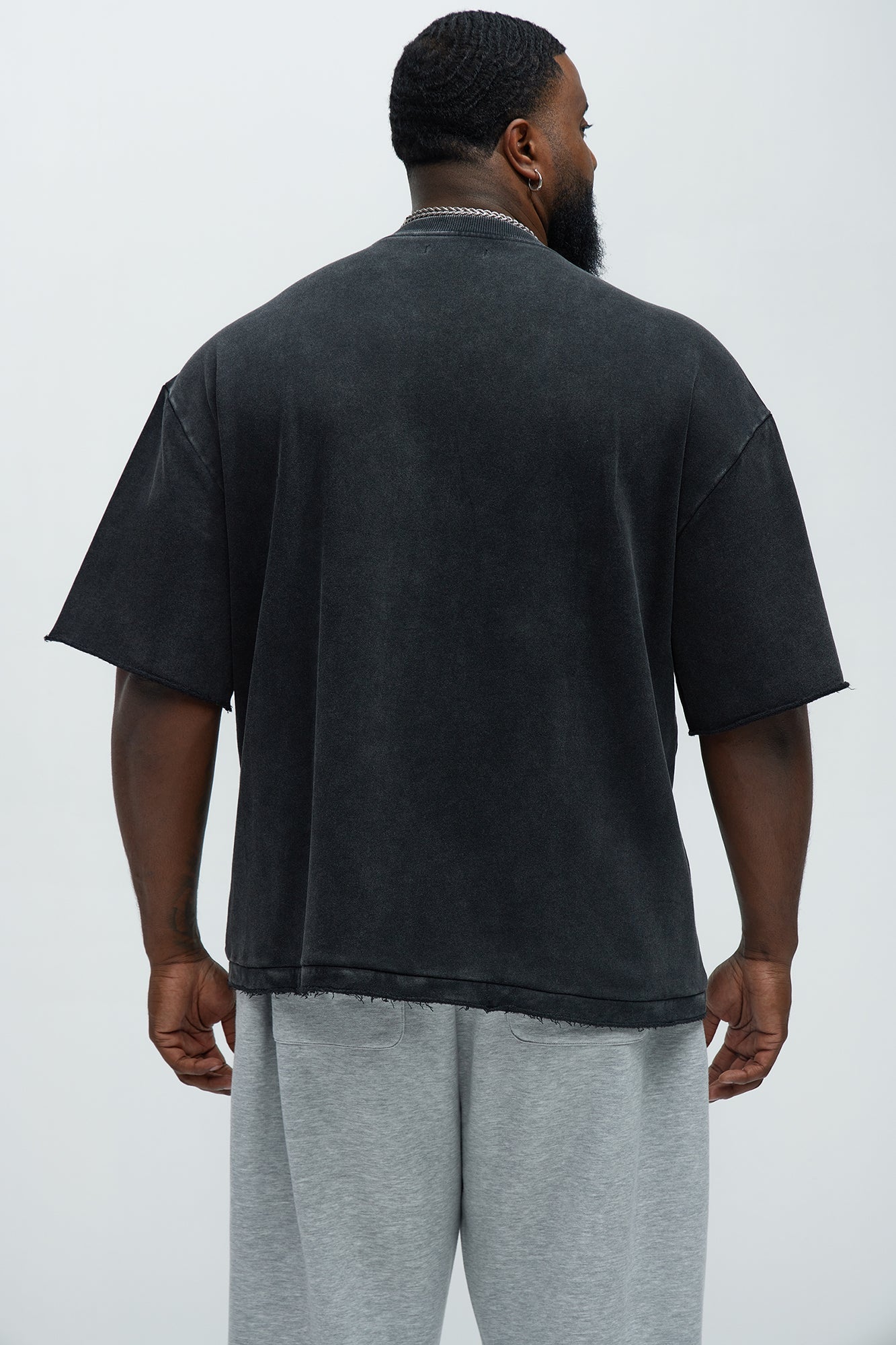 Tyson Rave Patched Heavy Wash Relaxed Tee - Black Wash Fashion Nova