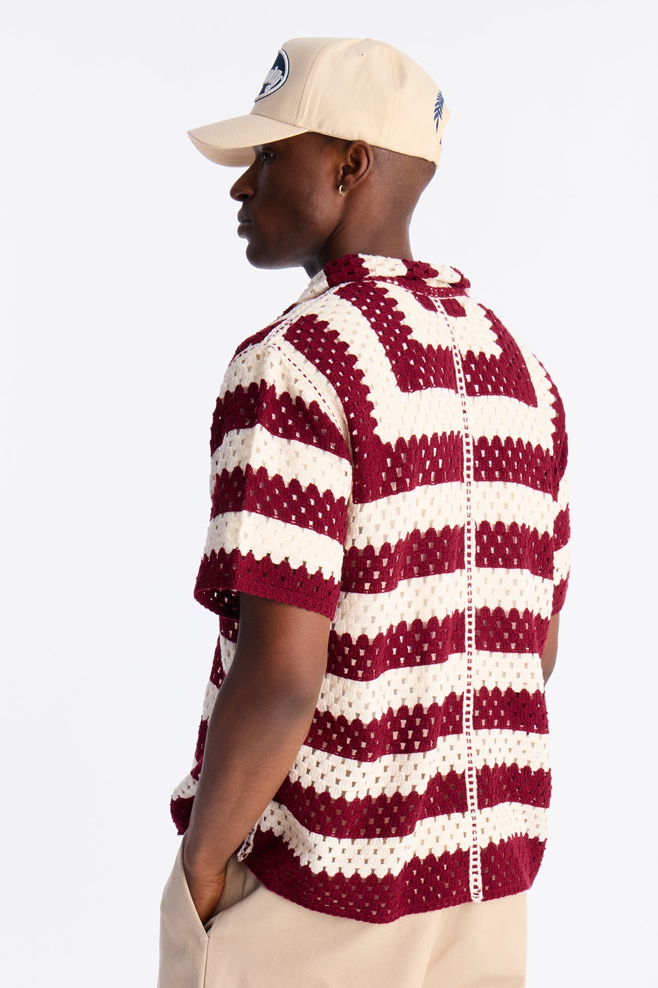 Left Turns Crochet Button Up Shirt - Burgundy Fashion Nova