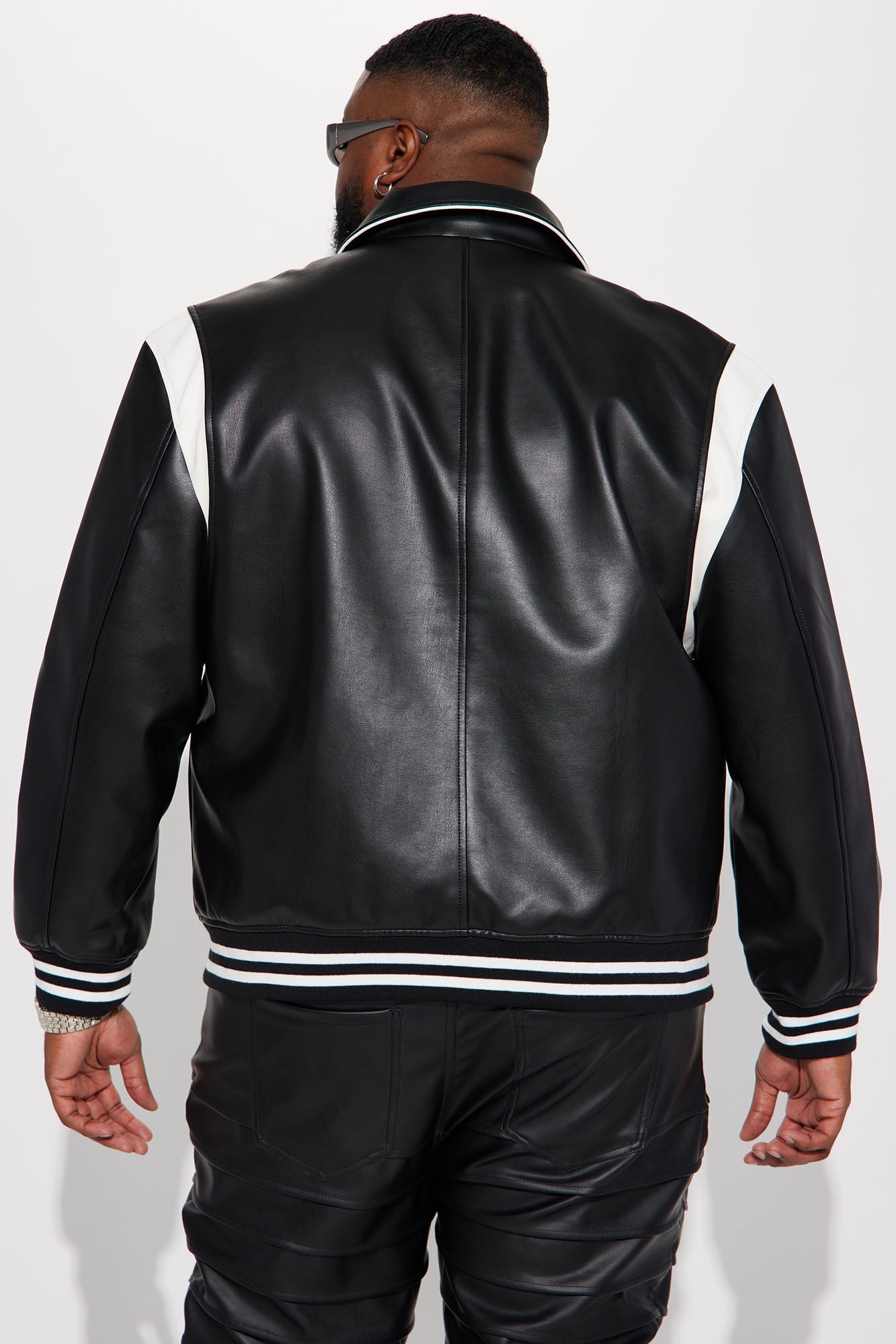 Uncompromising Faux Leather Jacket - Black/combo Fashion Nova