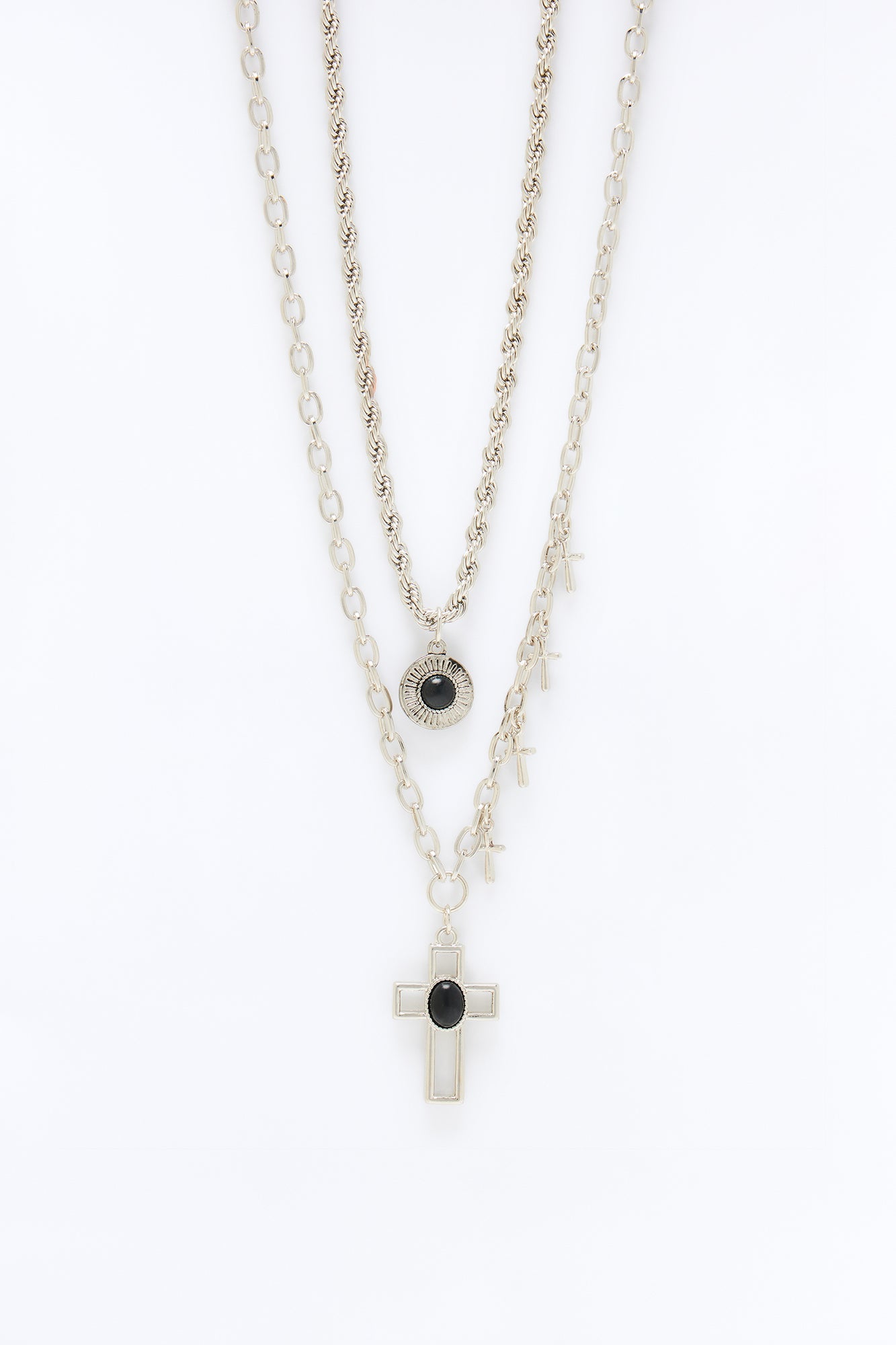 Divine Armour Necklace Set - Silver Fashion Nova