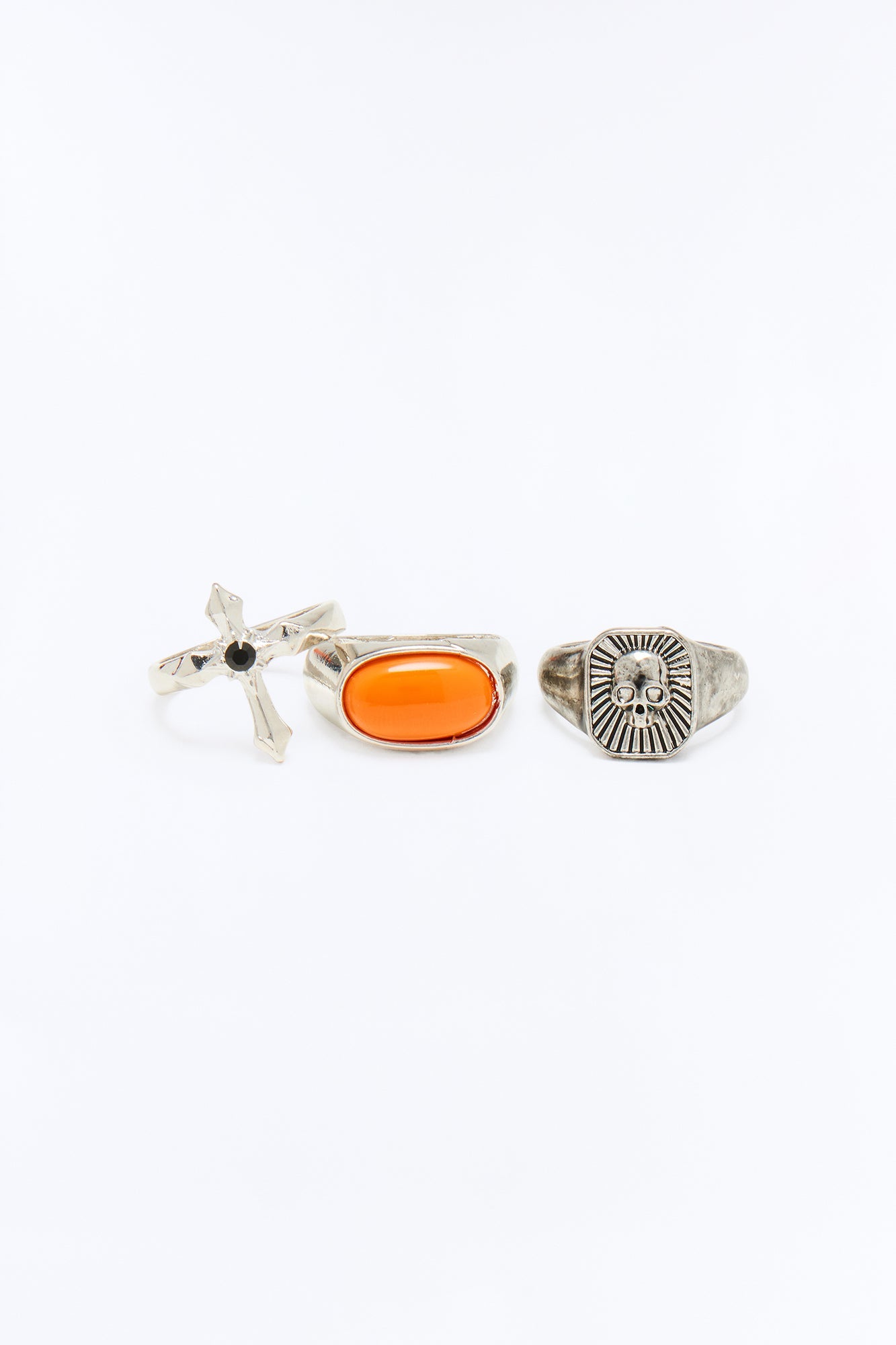 Deadly Inferno Ring Set - Silver Fashion Nova