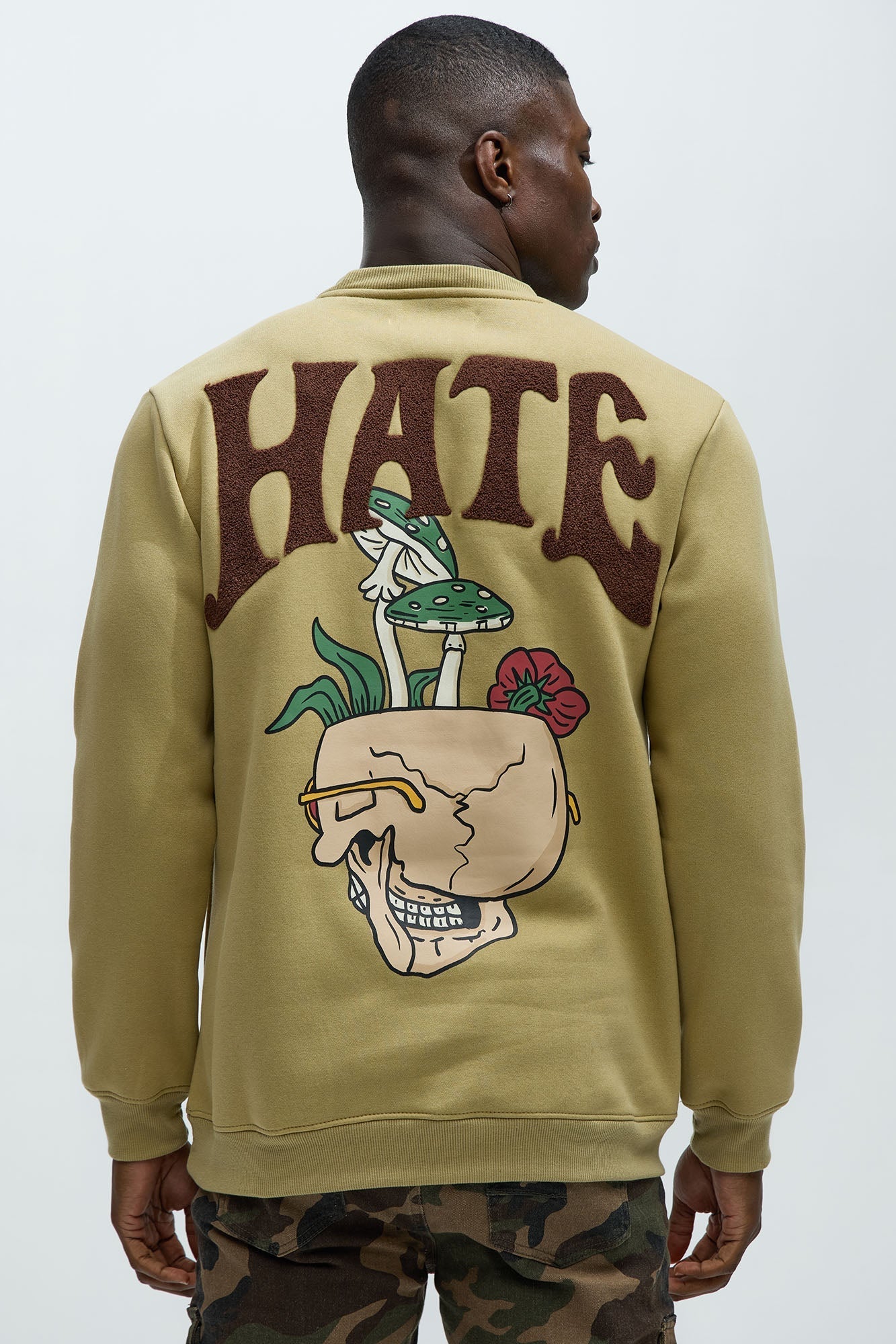 Love/Hate Crewneck Sweatshirt - Khaki Fashion Nova