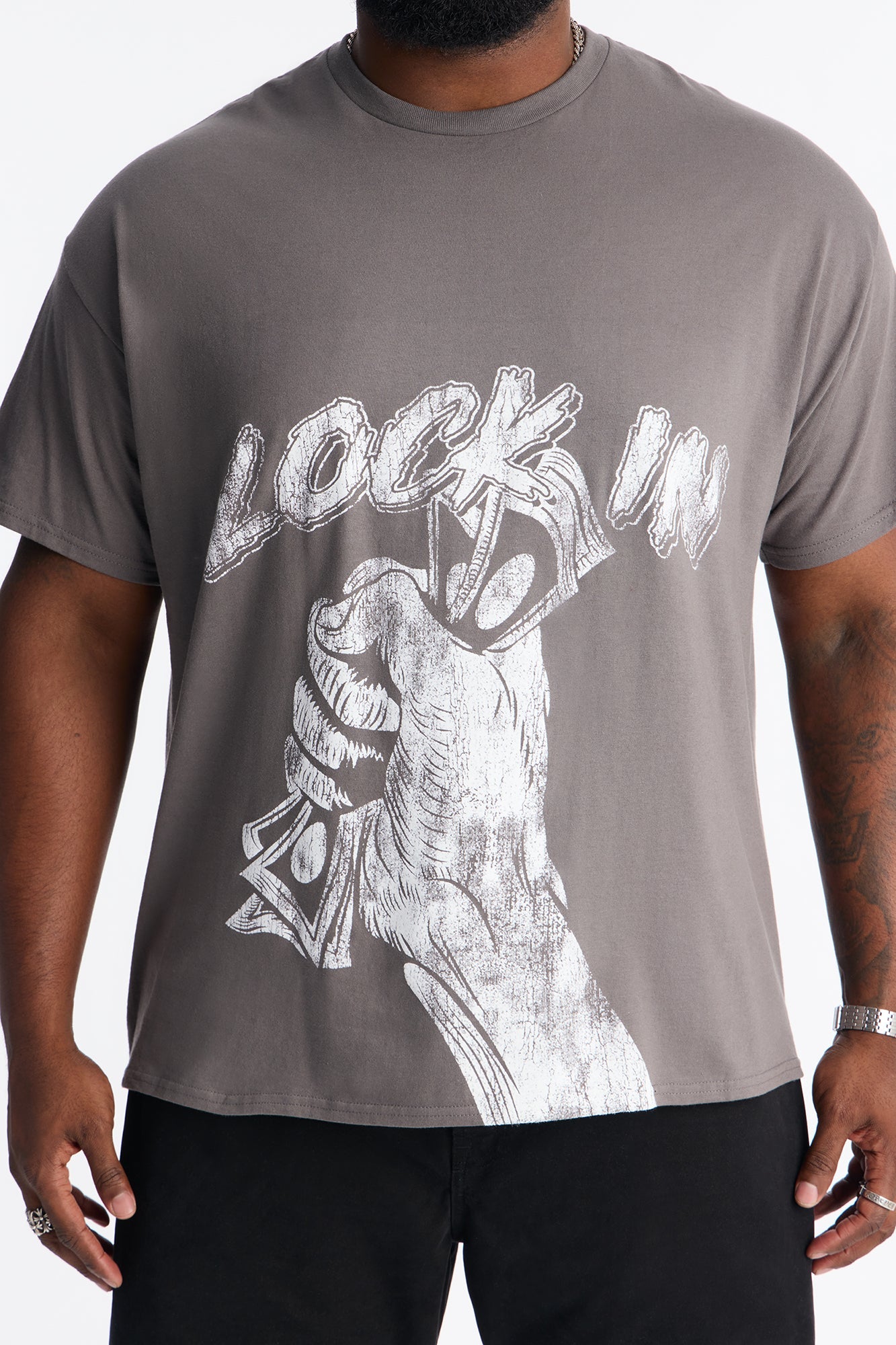 Lock In Grind Short Sleeve Tee - Grey Fashion Nova