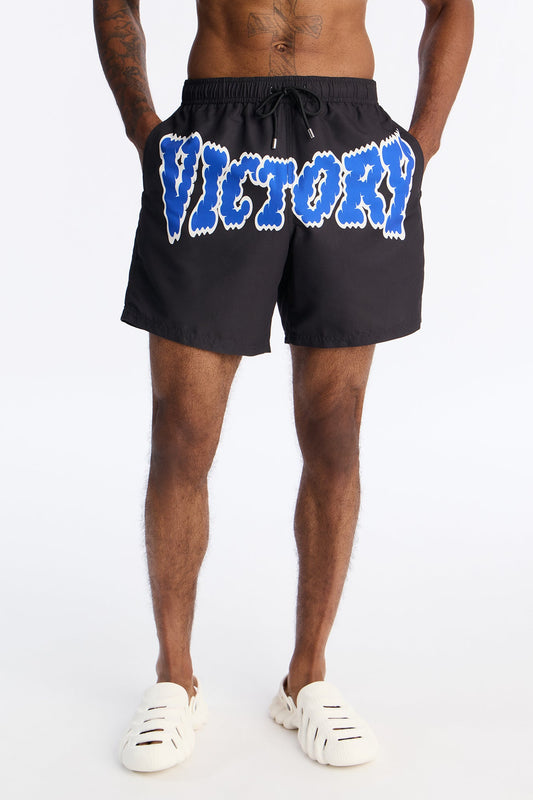 Victory Swim Trunk 7″ - Black/Blue Fashion Nova