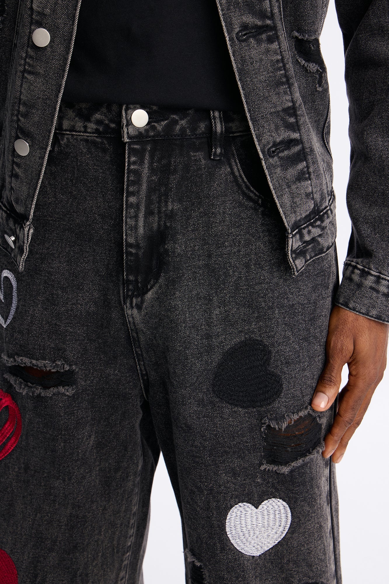 Baggy Hearts In The Air Jean - Black Wash Fashion Nova