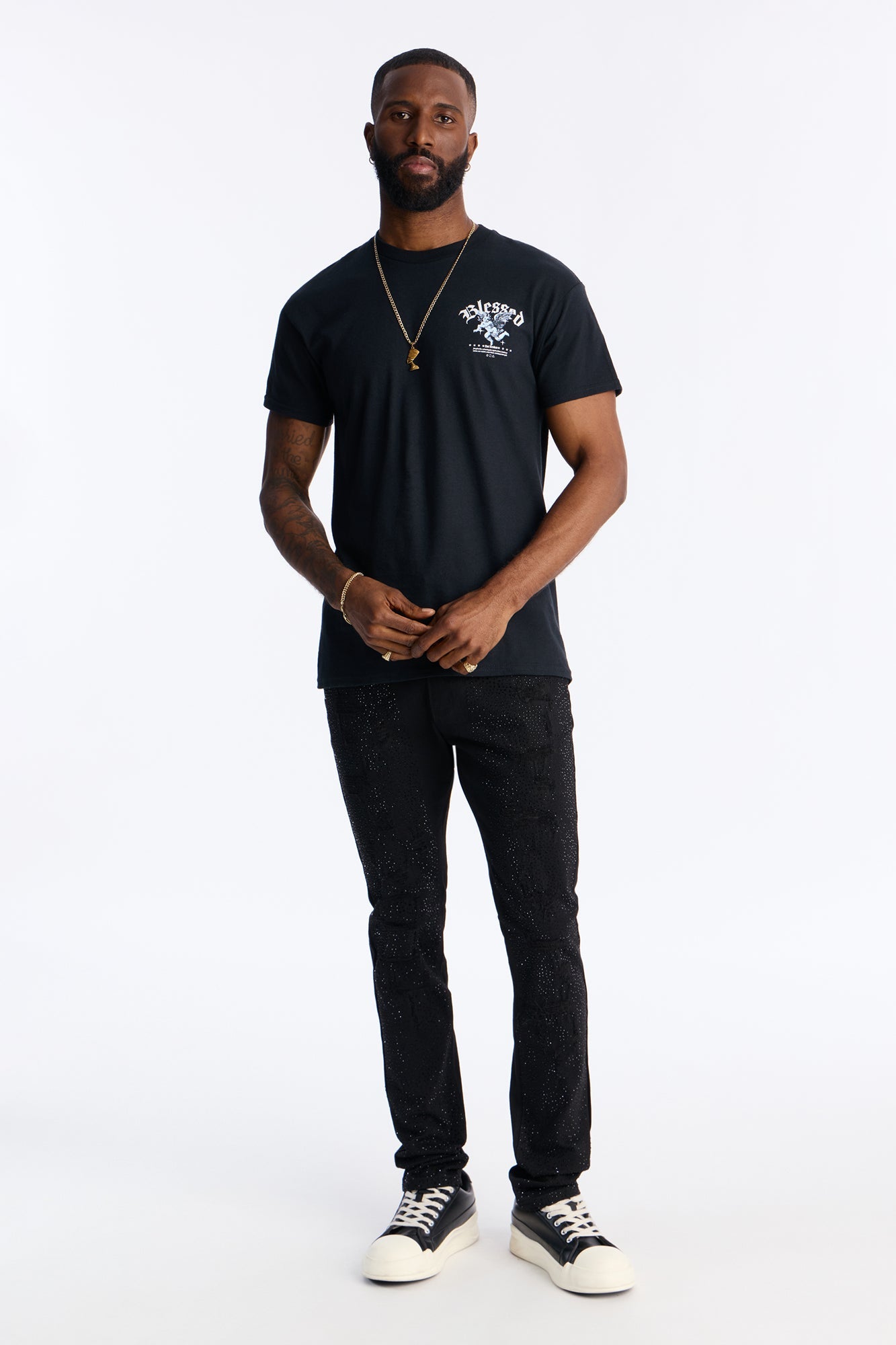Blessed Not Broken Short Sleeve Tee - Black Fashion Nova