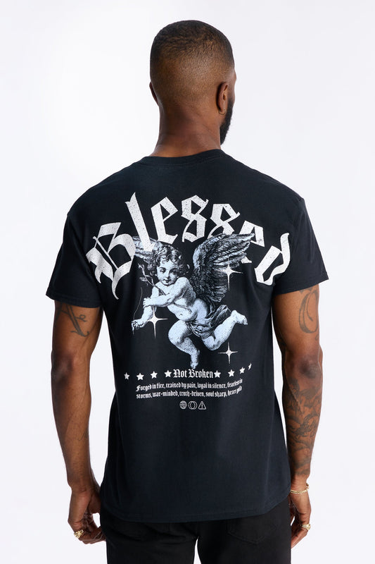 Blessed Not Broken Short Sleeve Tee - Black Fashion Nova