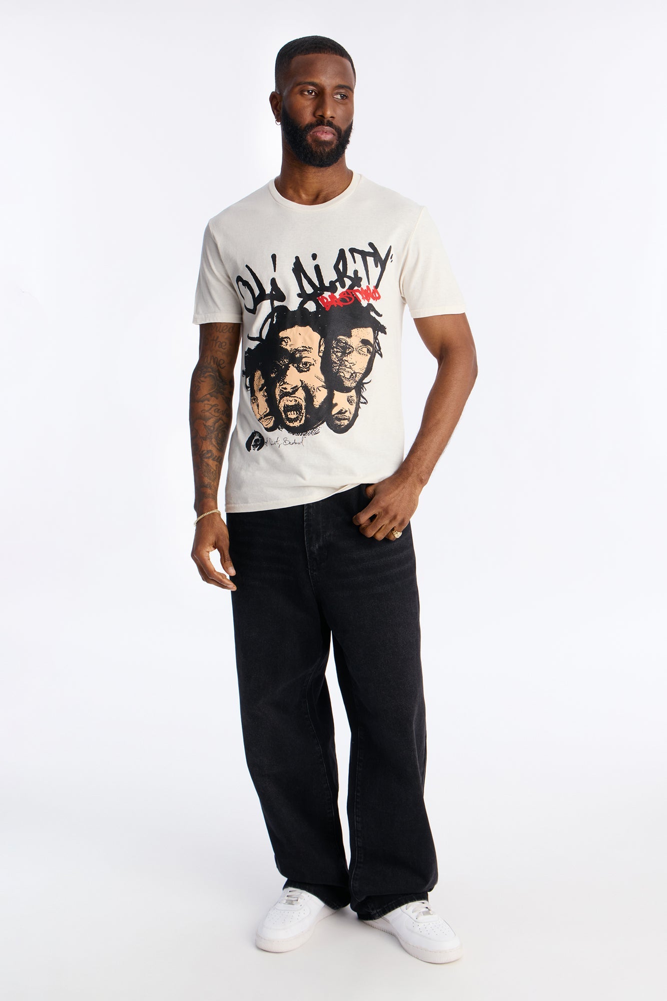 Old Dirty Bastard Phases Short Sleeve Tee - Cream Fashion Nova