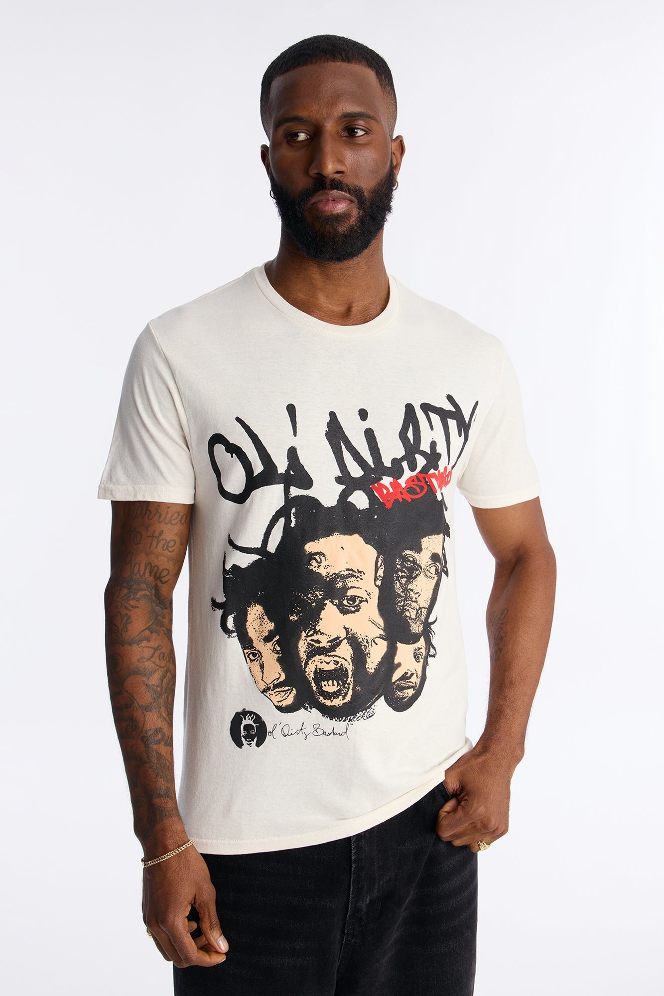 Old Dirty Bastard Phases Short Sleeve Tee - Cream Fashion Nova