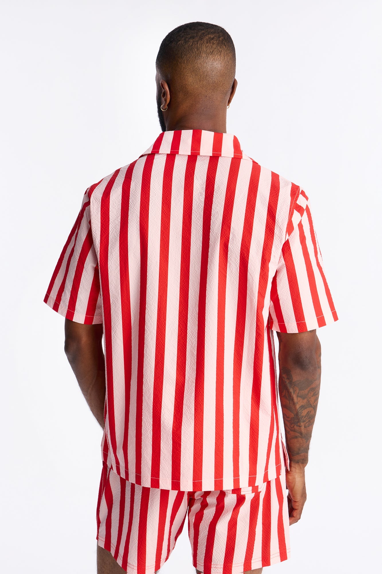 Striped Party Seersucker Button Up Shirt - Red Fashion Nova