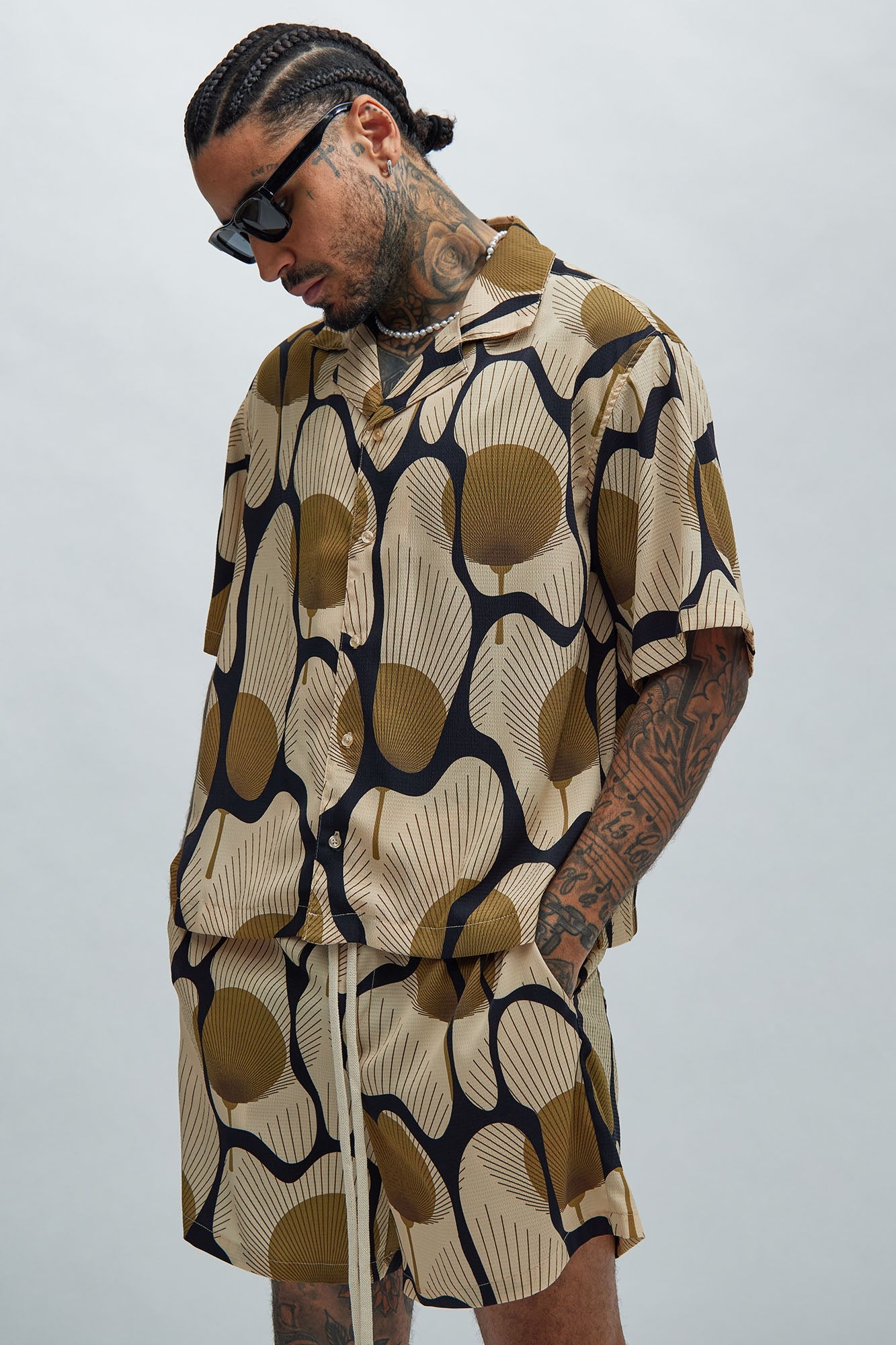 Sahara Textured Shirt - Tan/Multi Fashion Nova