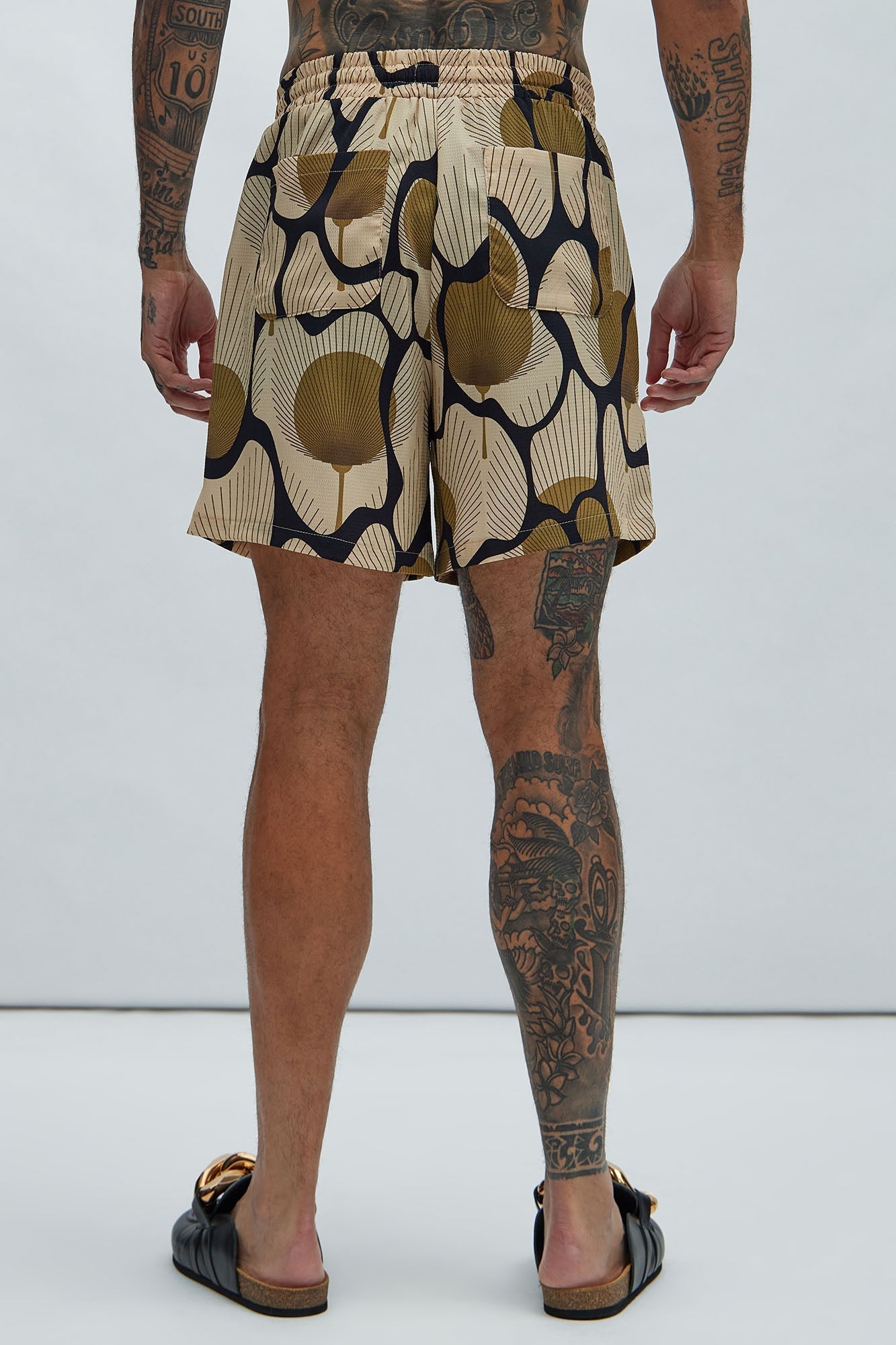Sahara Textured Warmup Shorts - Tan/Multi Fashion Nova