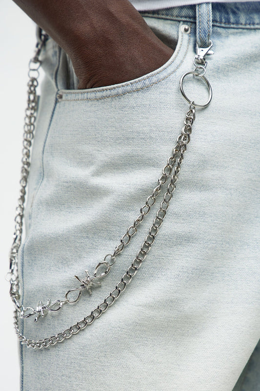 Spikes Pants Chain - Silver Fashion Nova