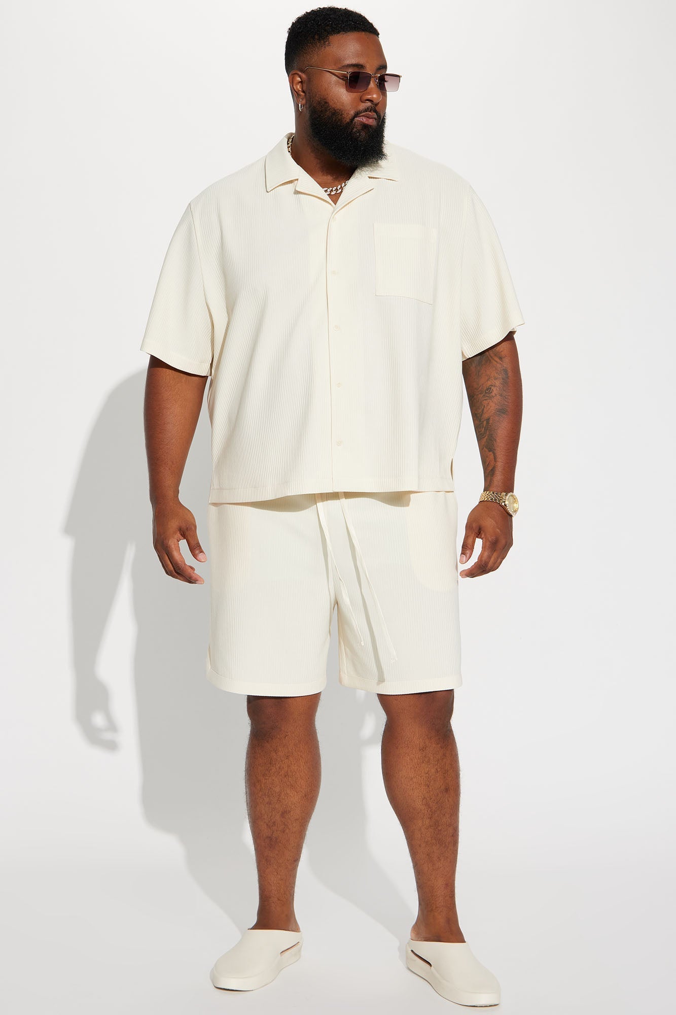 Show Up Short Sleeve Cuban Shirt - Off White Fashion Nova