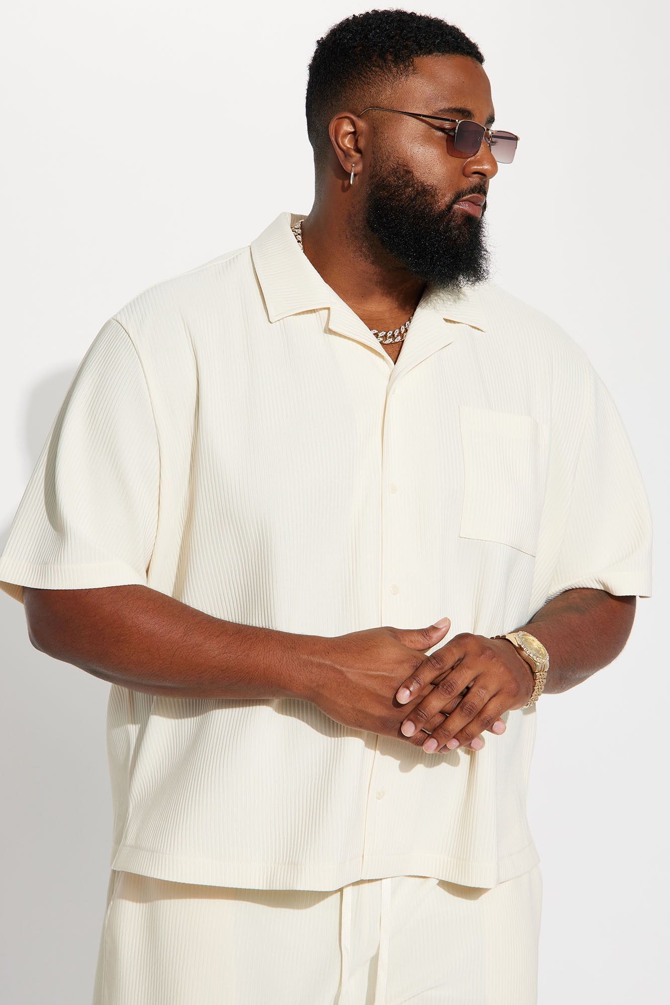Show Up Short Sleeve Cuban Shirt - Off White Fashion Nova