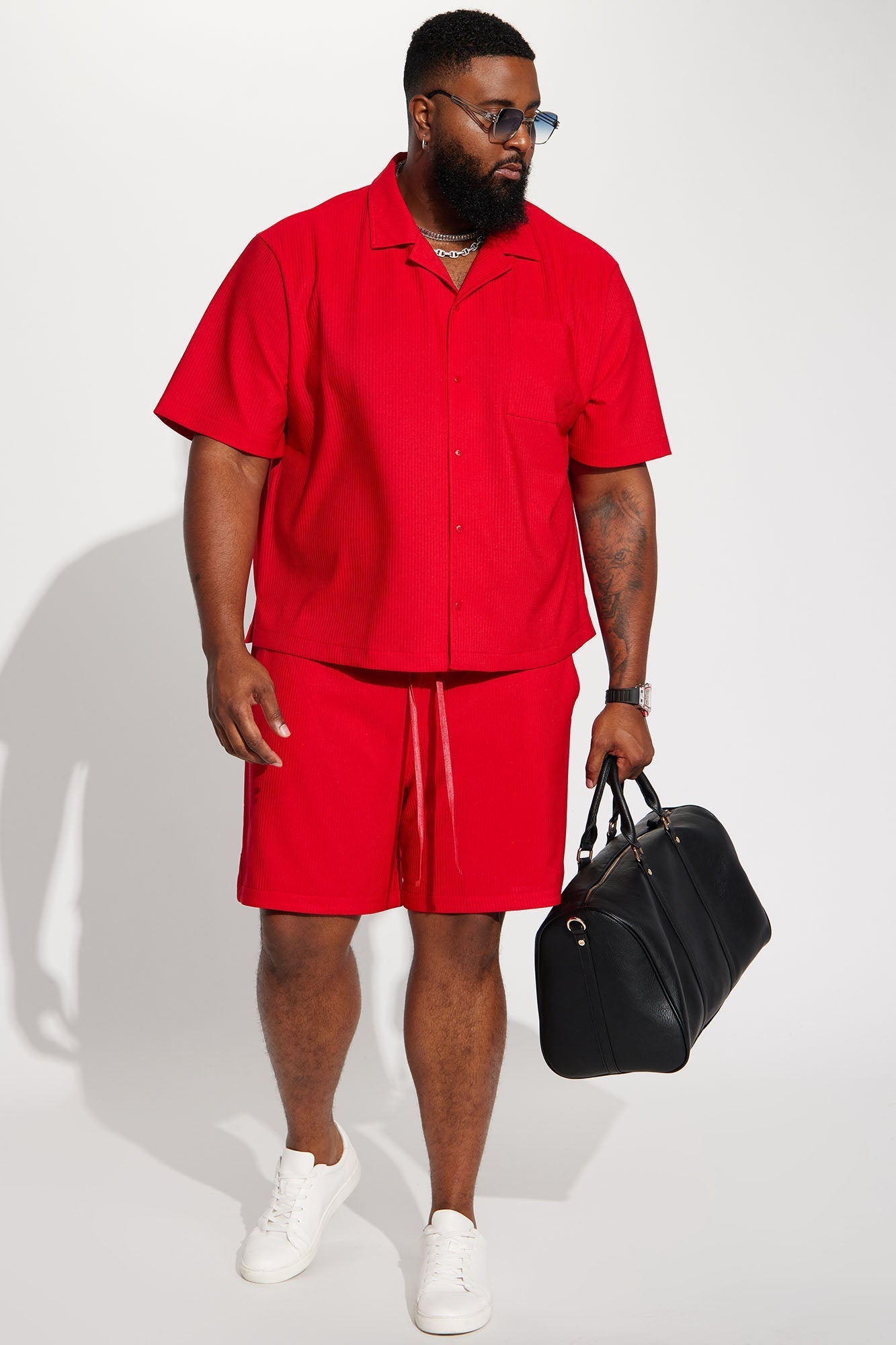 Show Up Short Sleeve Cuban Shirt - Red Fashion Nova