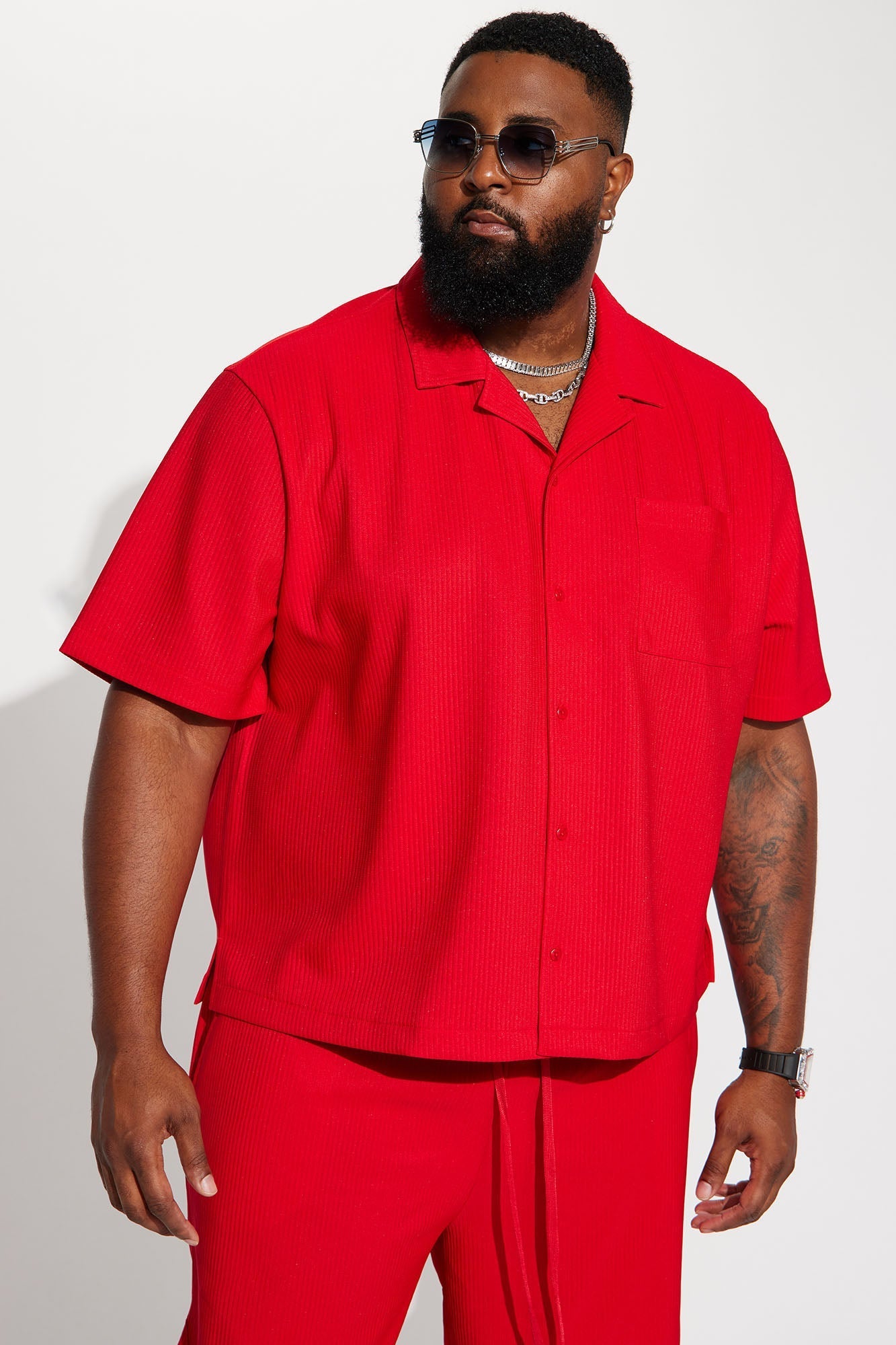 Show Up Short Sleeve Cuban Shirt - Red Fashion Nova