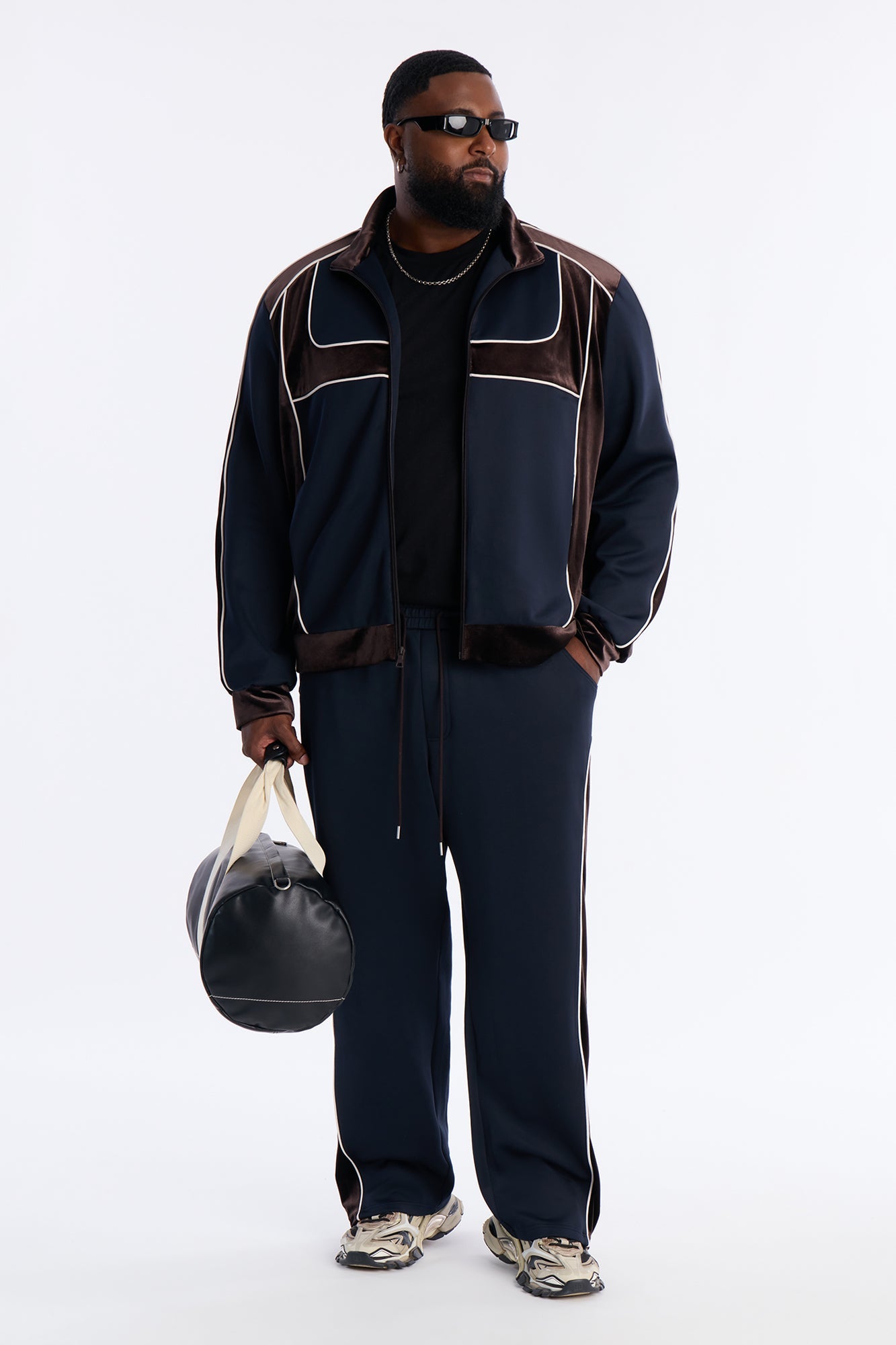 Slim Lexington Velour Side Track Pant - Navy Fashion Nova