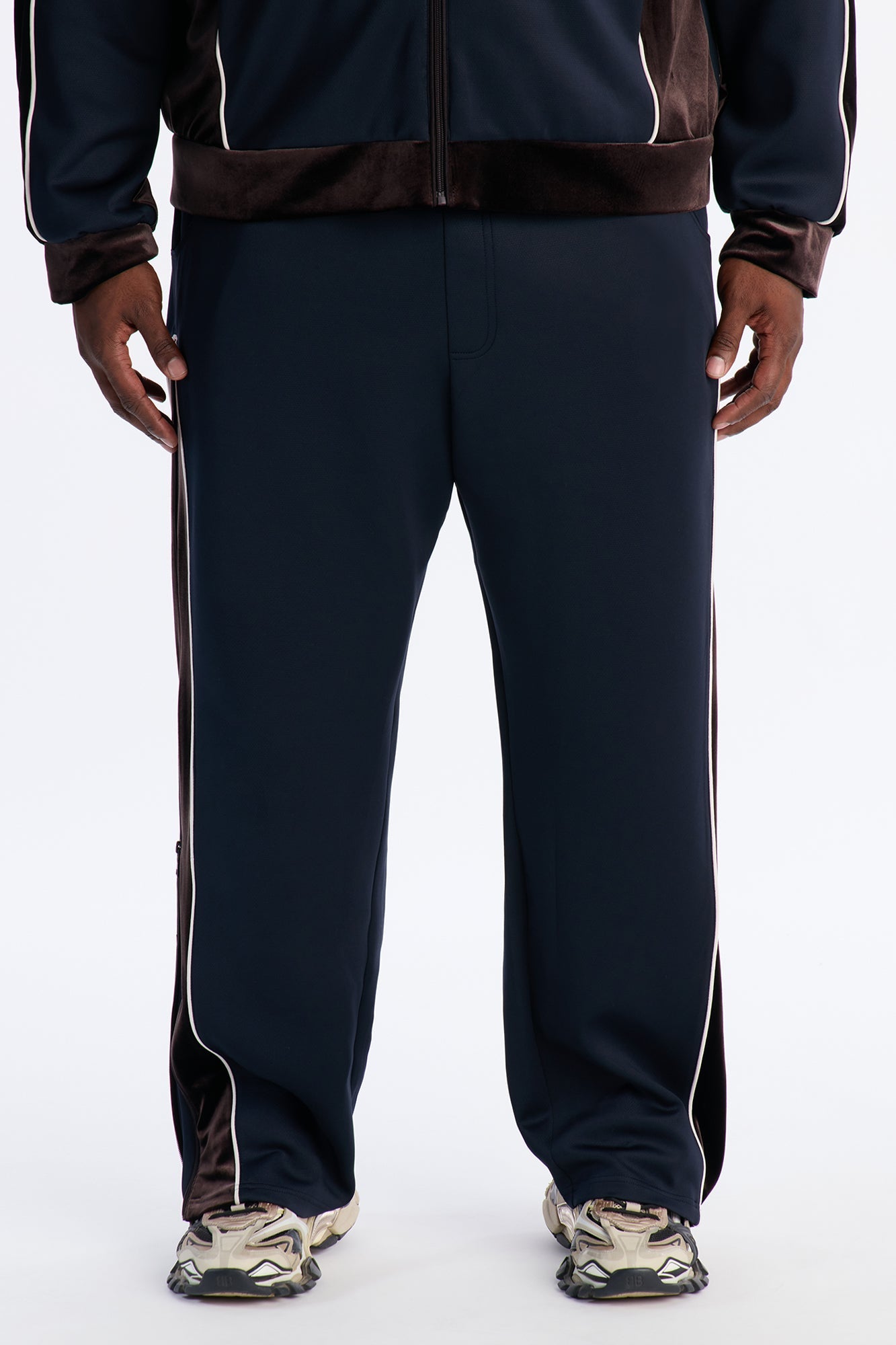 Slim Lexington Velour Side Track Pant - Navy Fashion Nova