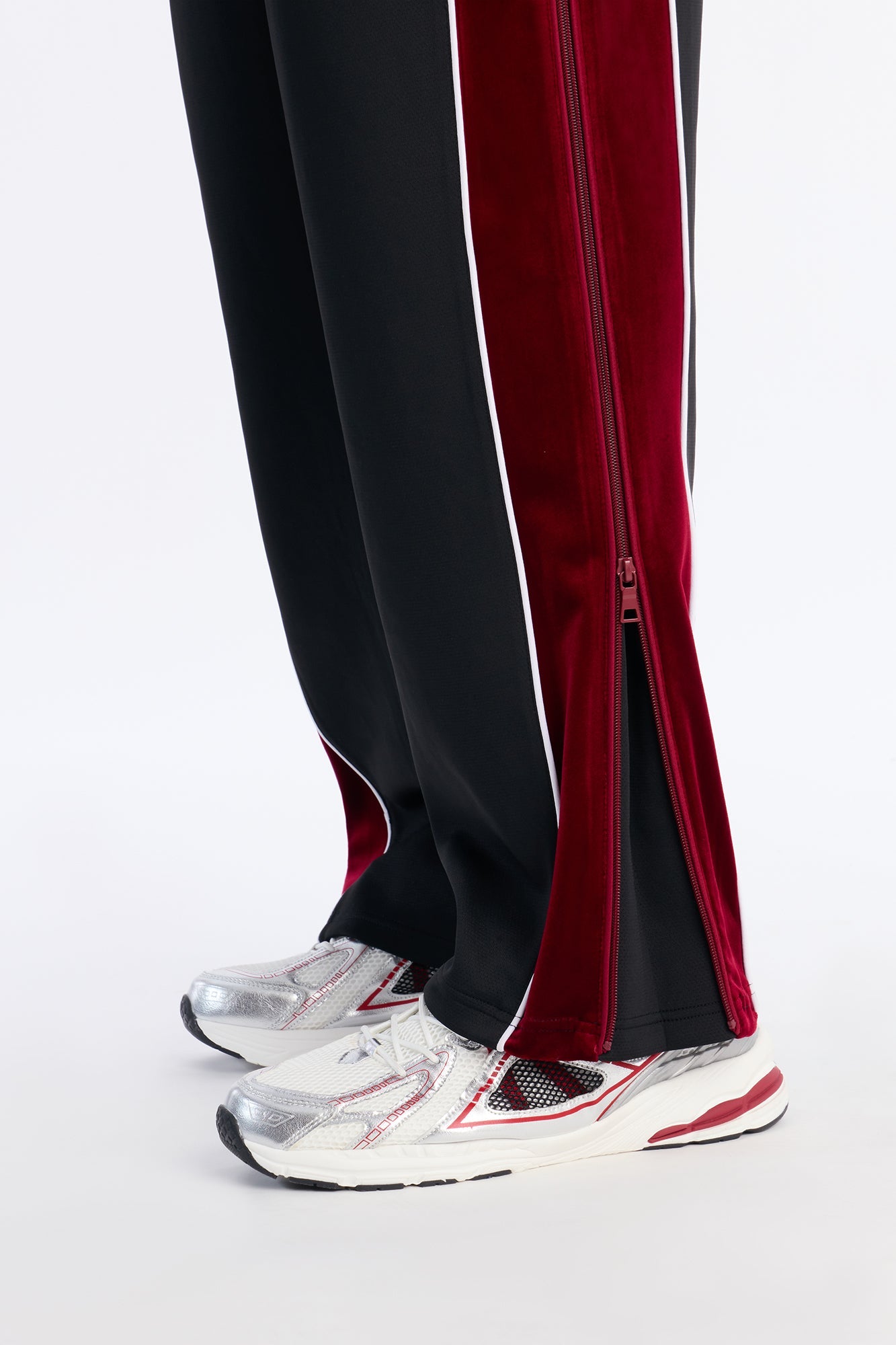 Slim Lexington Velour Side Track Pant - Burgundy Fashion Nova