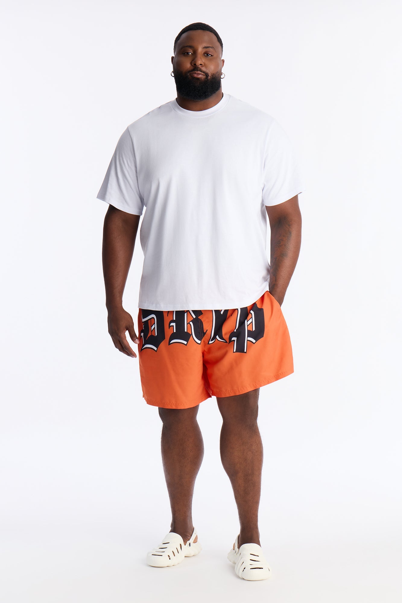 All The Drip Swim Trunk 7″ - Orange Fashion Nova