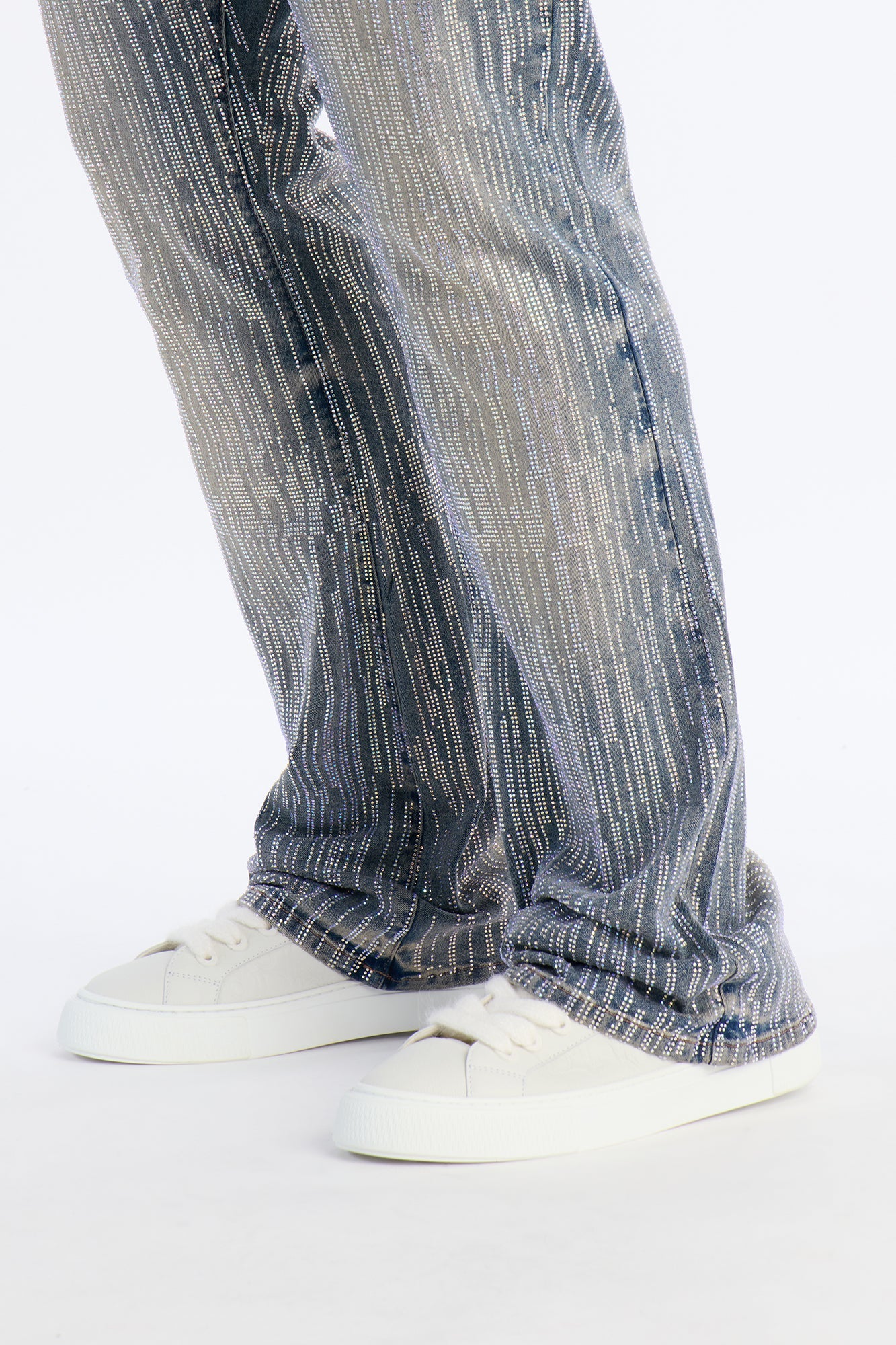 Stacked Skinny Flare Prizm Jeweled Jean - Vintage Blue Wash Fashion Nova