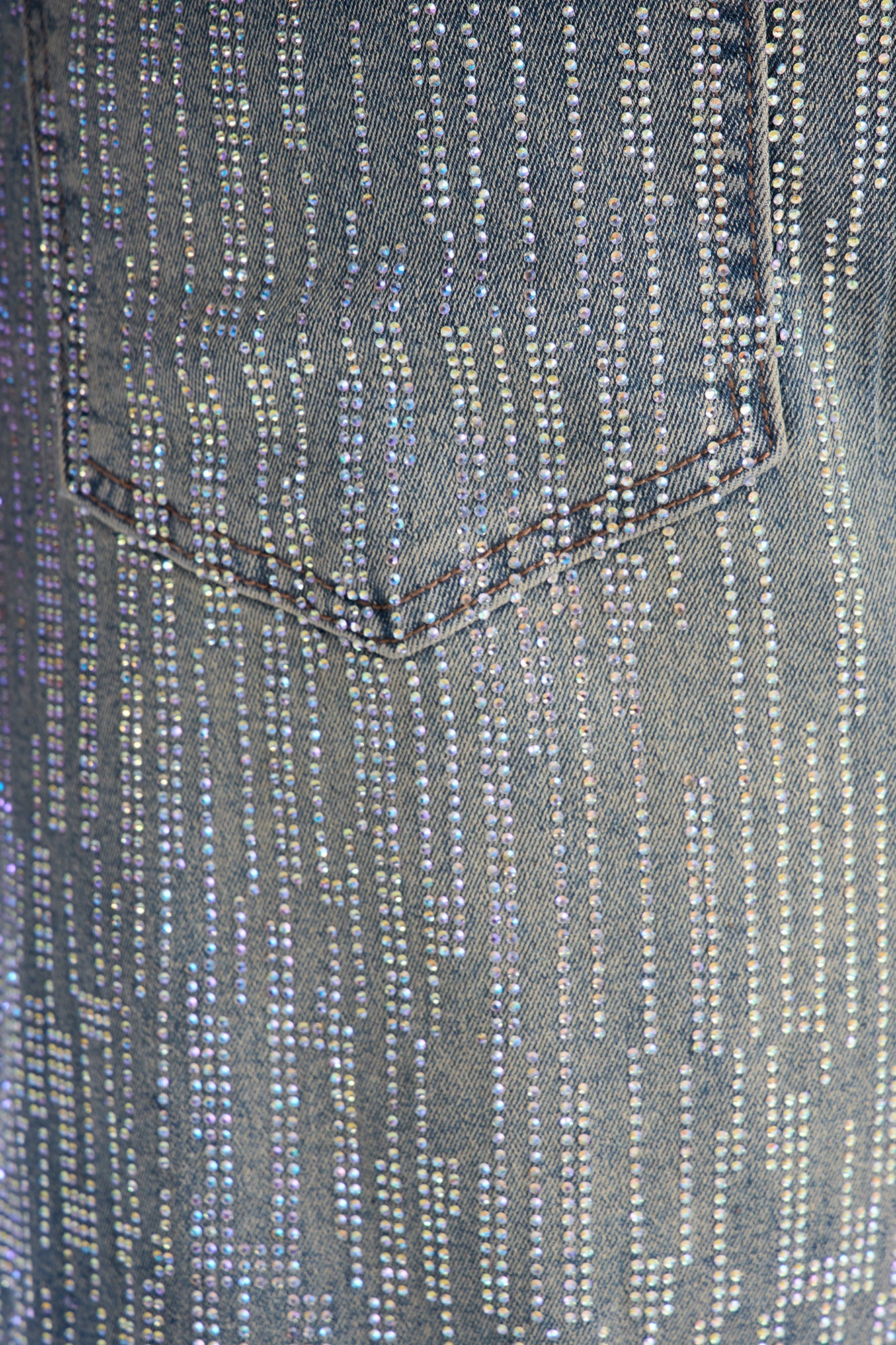 Stacked Skinny Flare Prizm Jeweled Jean - Vintage Blue Wash Fashion Nova