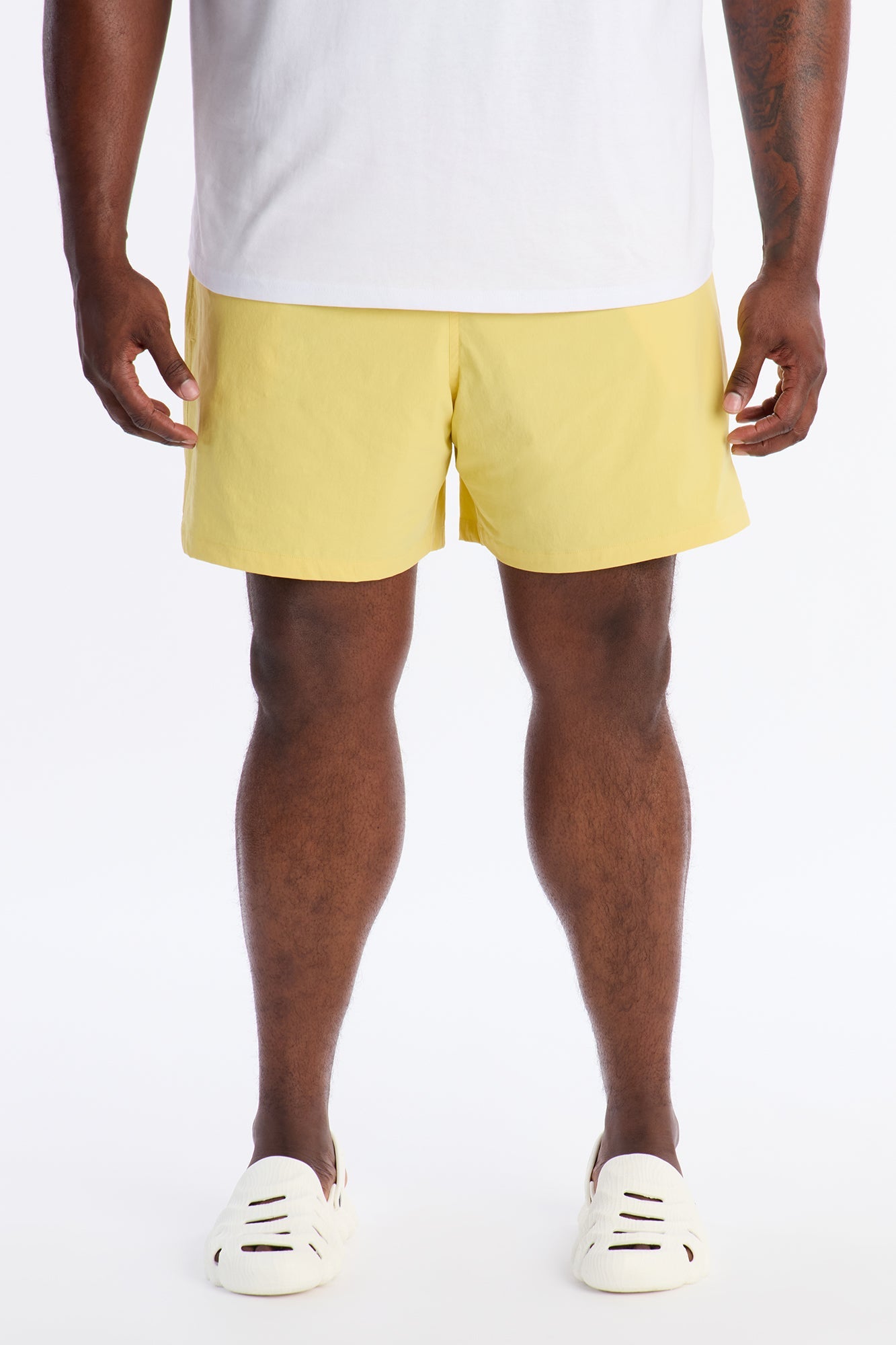Montez Stretch Swim Trunk 6″ - Yellow Fashion Nova