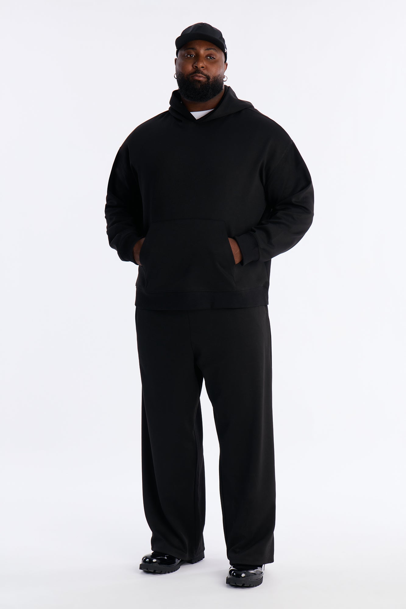 Structured Fleece Wide Leg Sweatpants - Black Fashion Nova