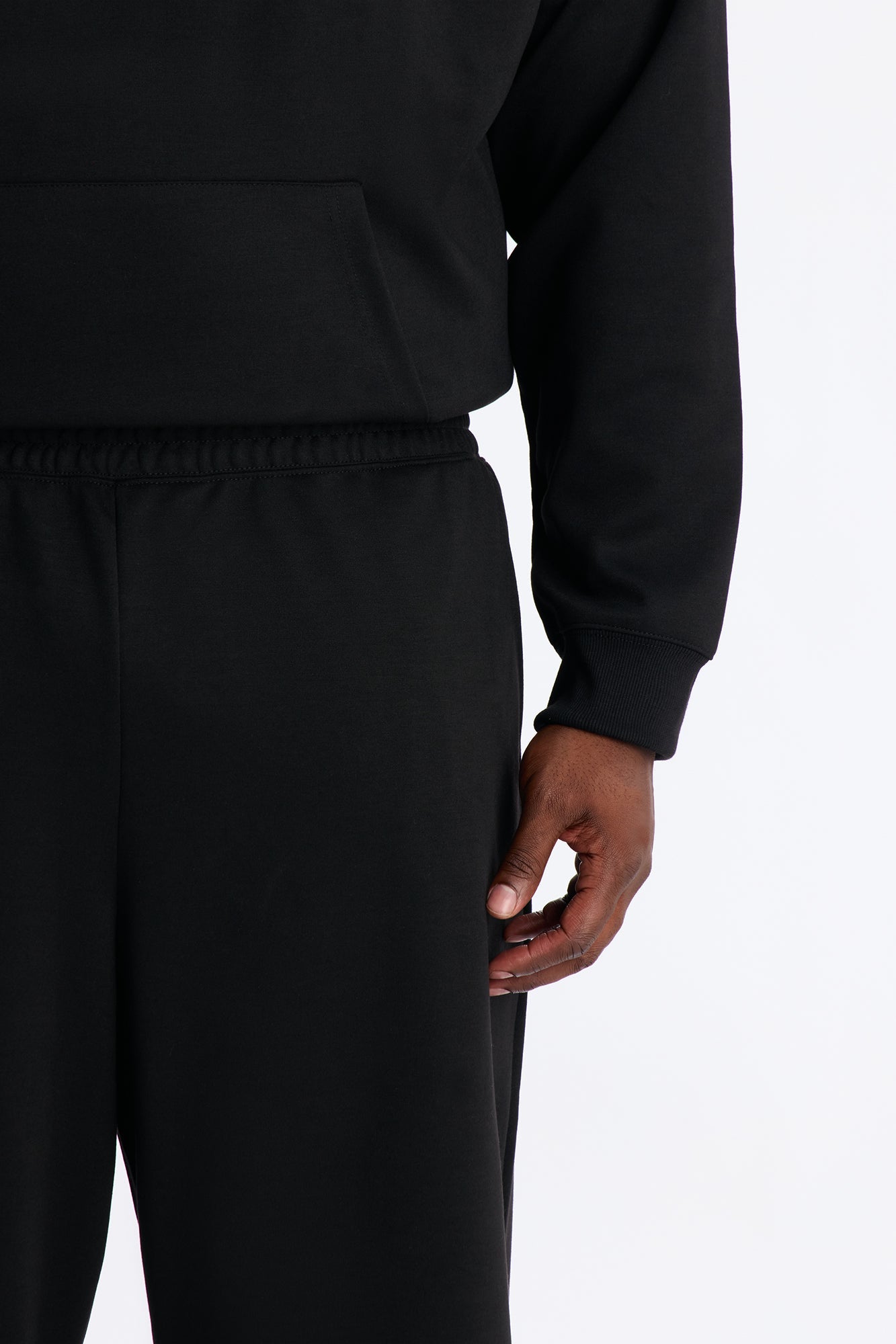 Structured Fleece Wide Leg Sweatpants - Black Fashion Nova