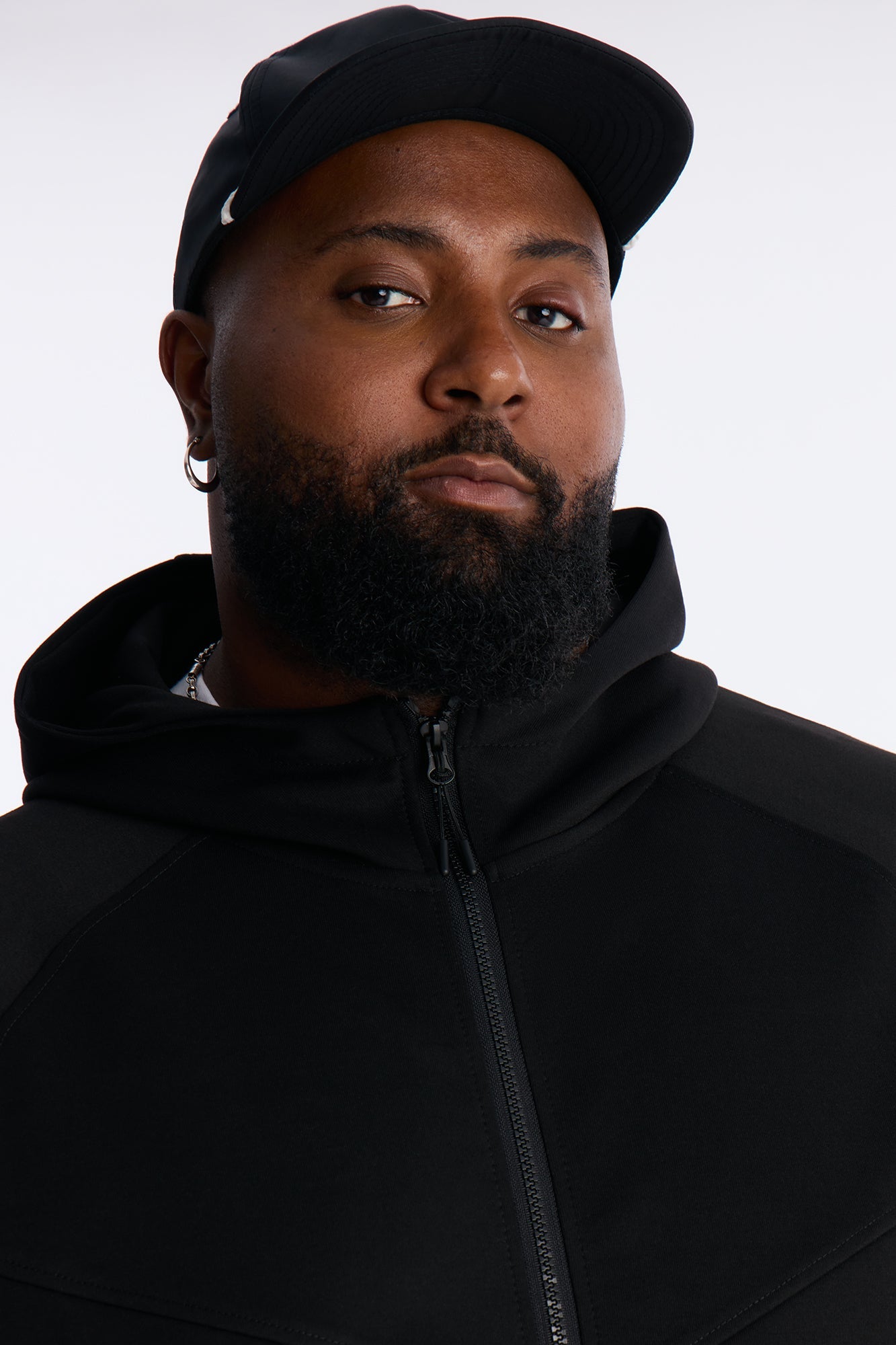 Structured Paneled Fleece Zip Up Hoodie  - Black Fashion Nova