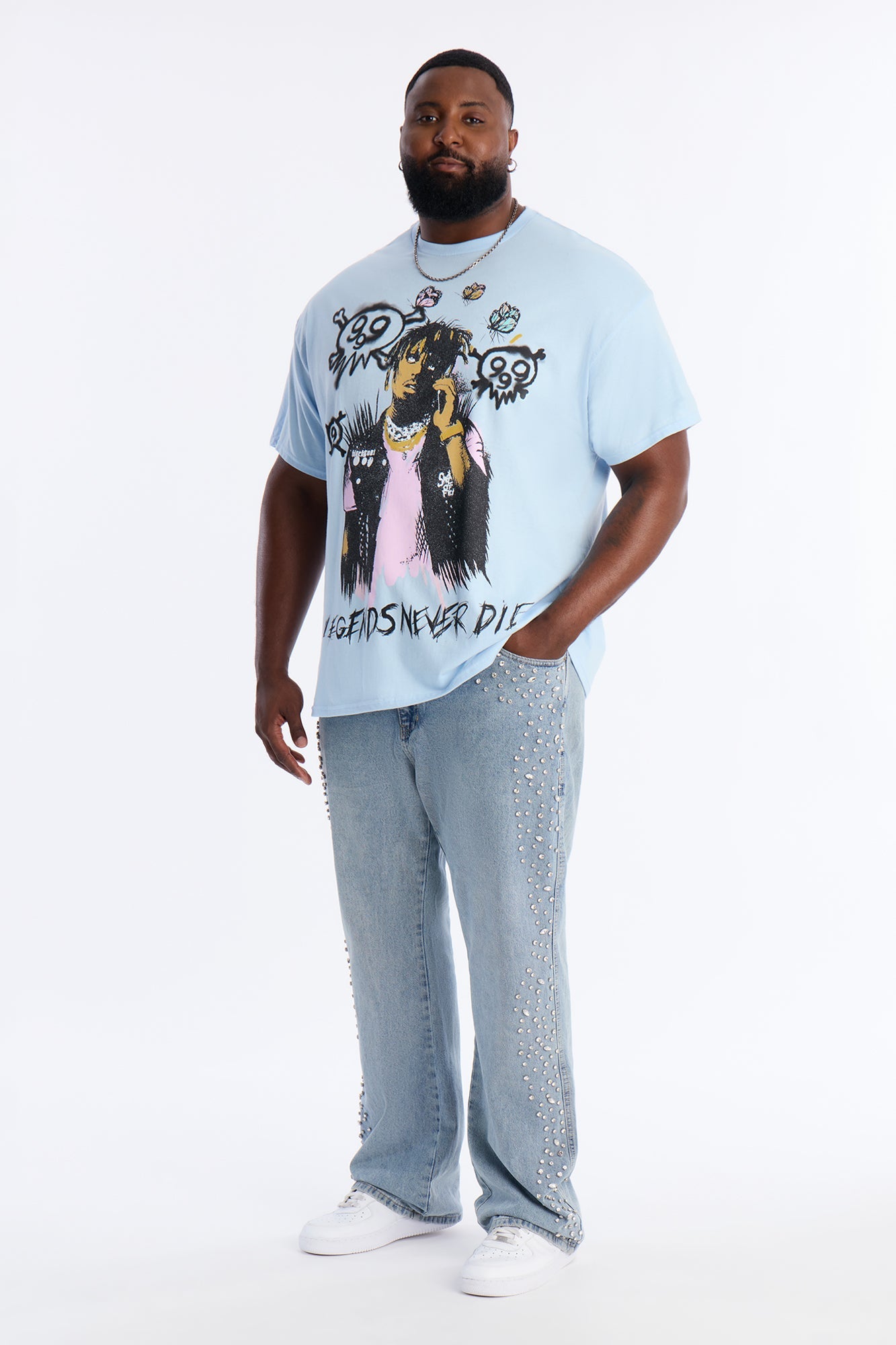 Juice WRLD Legends Never Die Short Sleeve Tee - Light Blue Fashion Nova