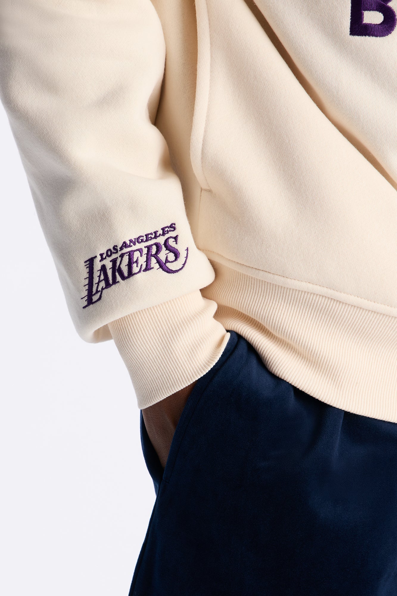 Lakers Embroidered Oversized Hoodie - Cream Fashion Nova