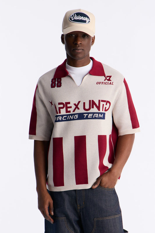 Apex United Johnny Collar Knit Top - Burgundy/combo Fashion Nova