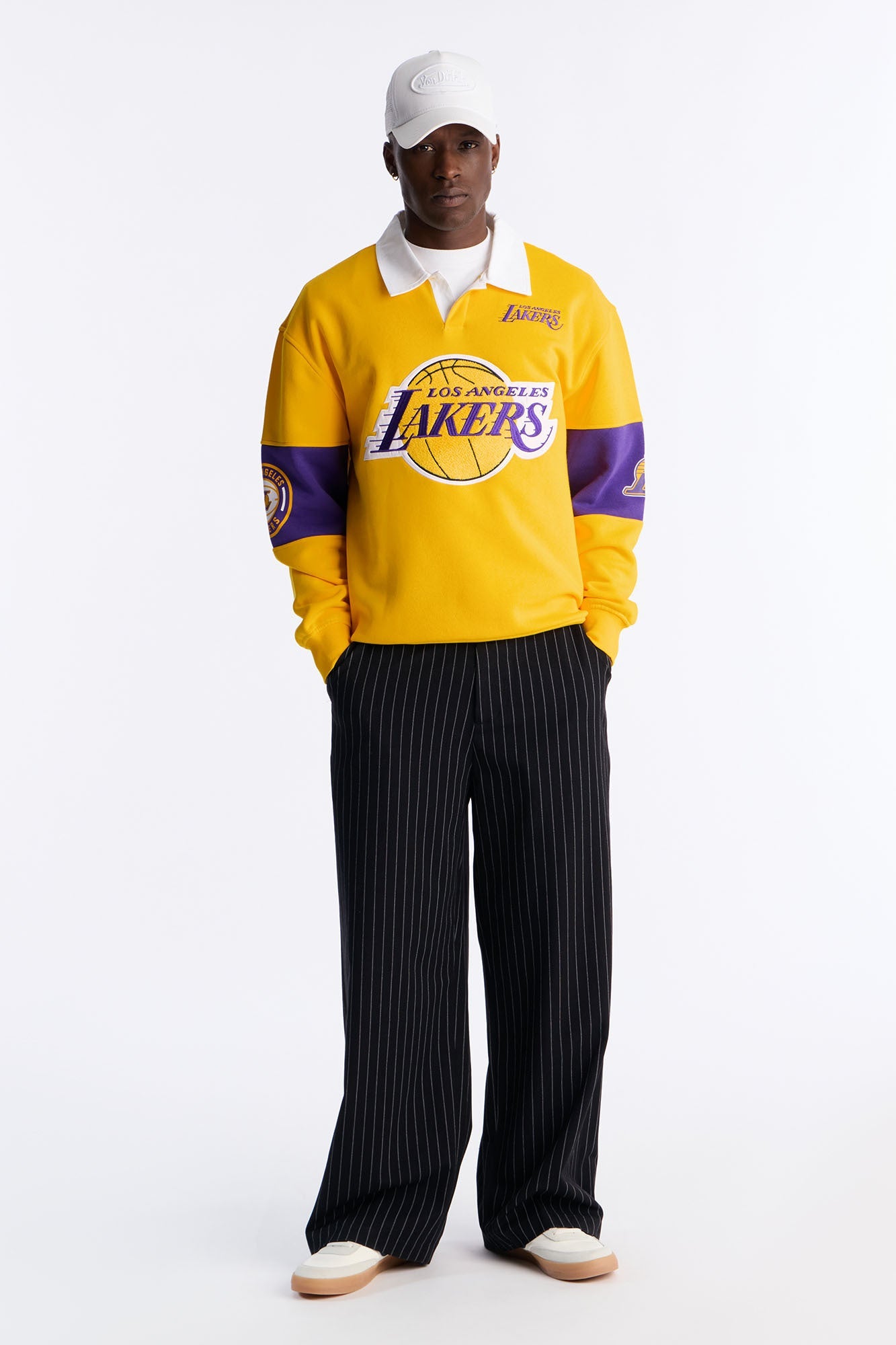 Lakers Long Sleeve Fleece Polo - Yellow Fashion Nova