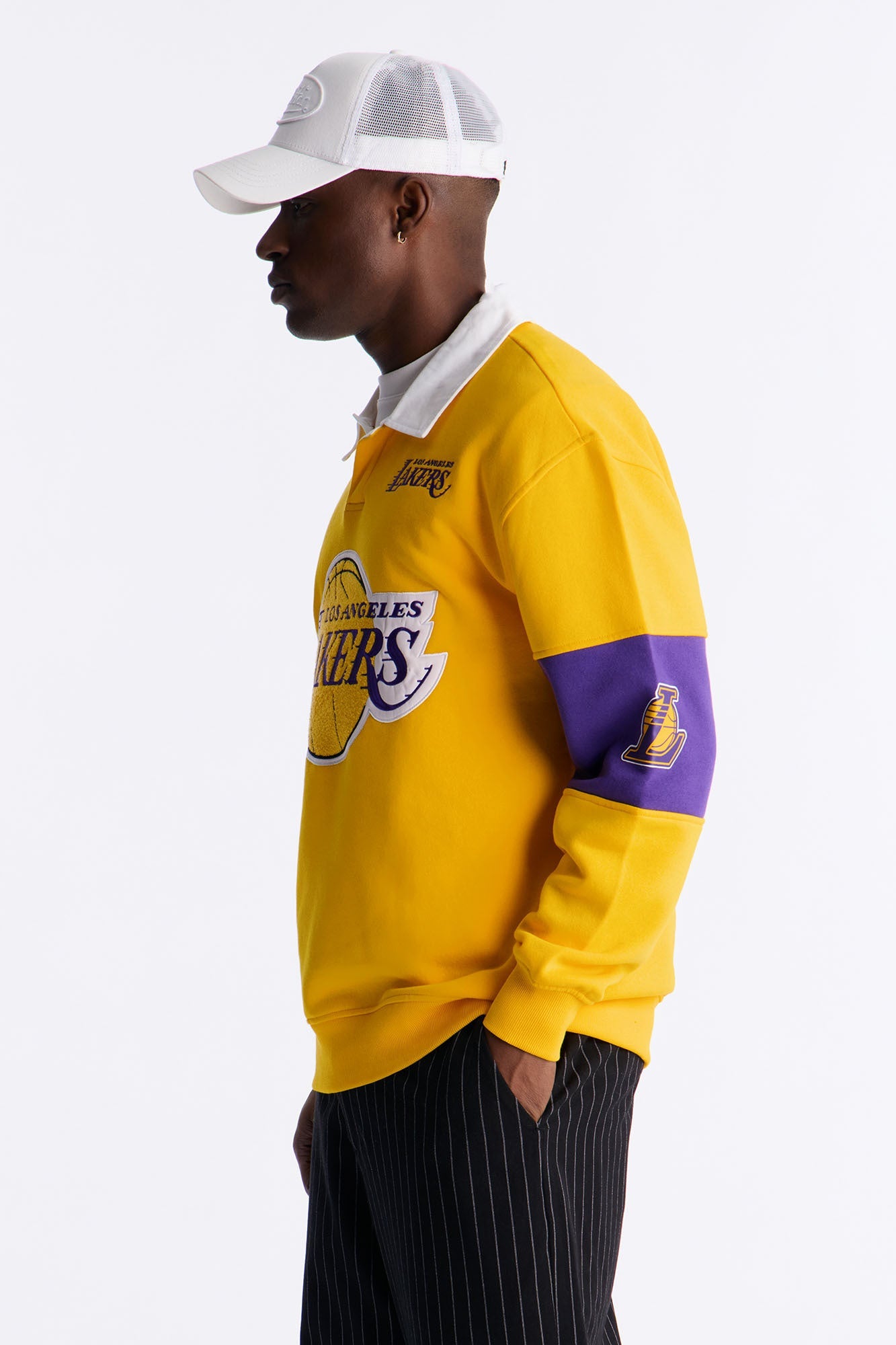 Lakers Long Sleeve Fleece Polo - Yellow Fashion Nova