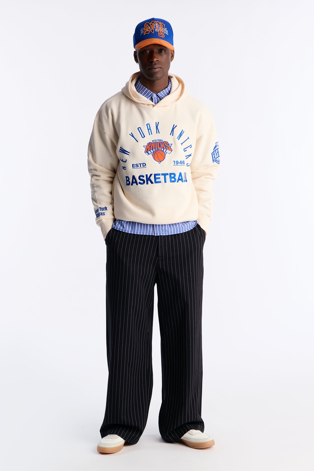 Knicks Embroidered Oversized Hoodie - Cream Fashion Nova