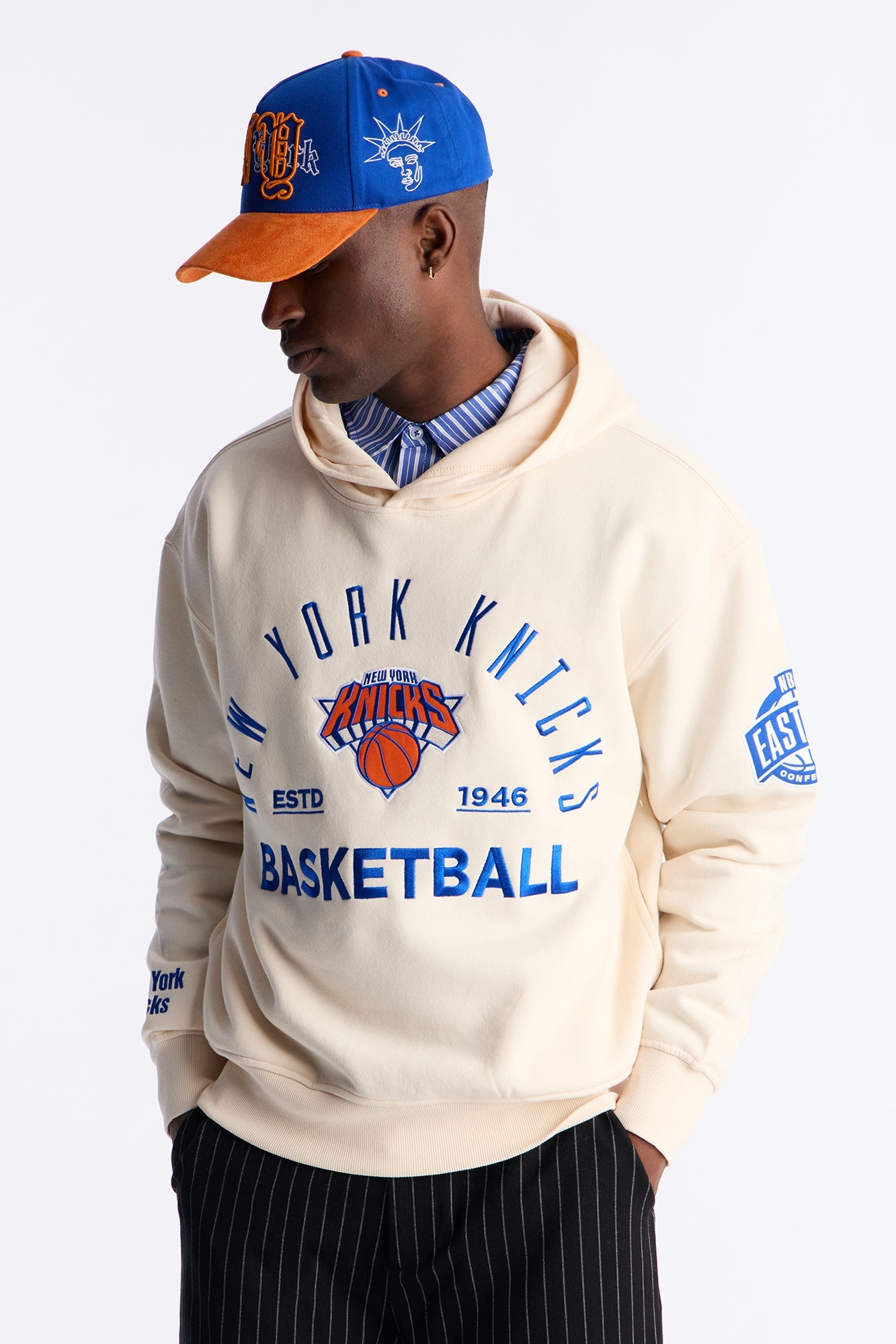 Knicks Embroidered Oversized Hoodie - Cream Fashion Nova