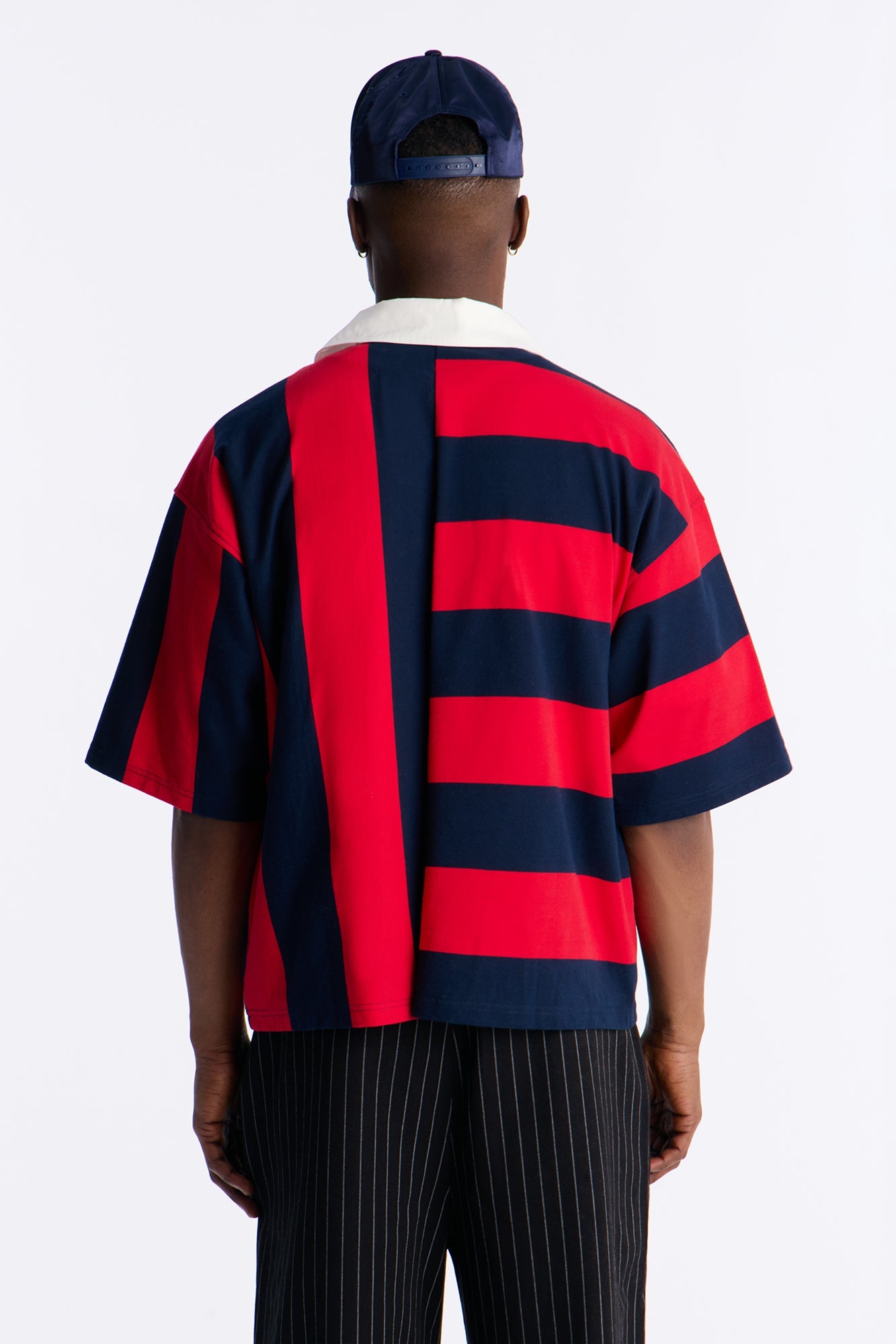 Auth Short Sleeve Rugby Stripes Polo - Navy/Red Fashion Nova