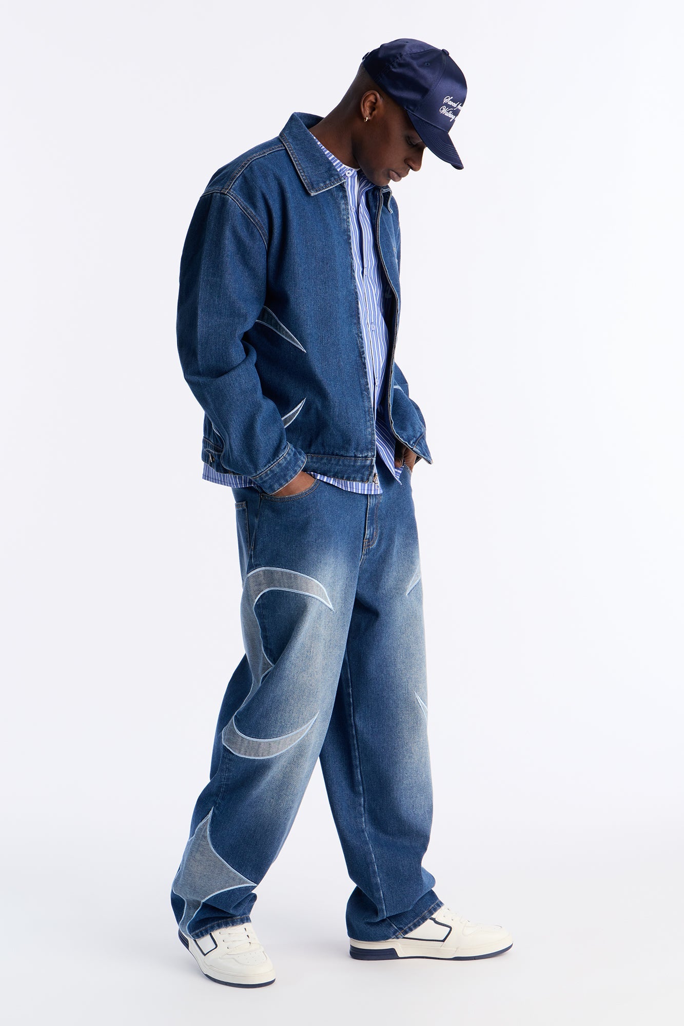Baggy Crescent Jean - Medium Blue Wash Fashion Nova