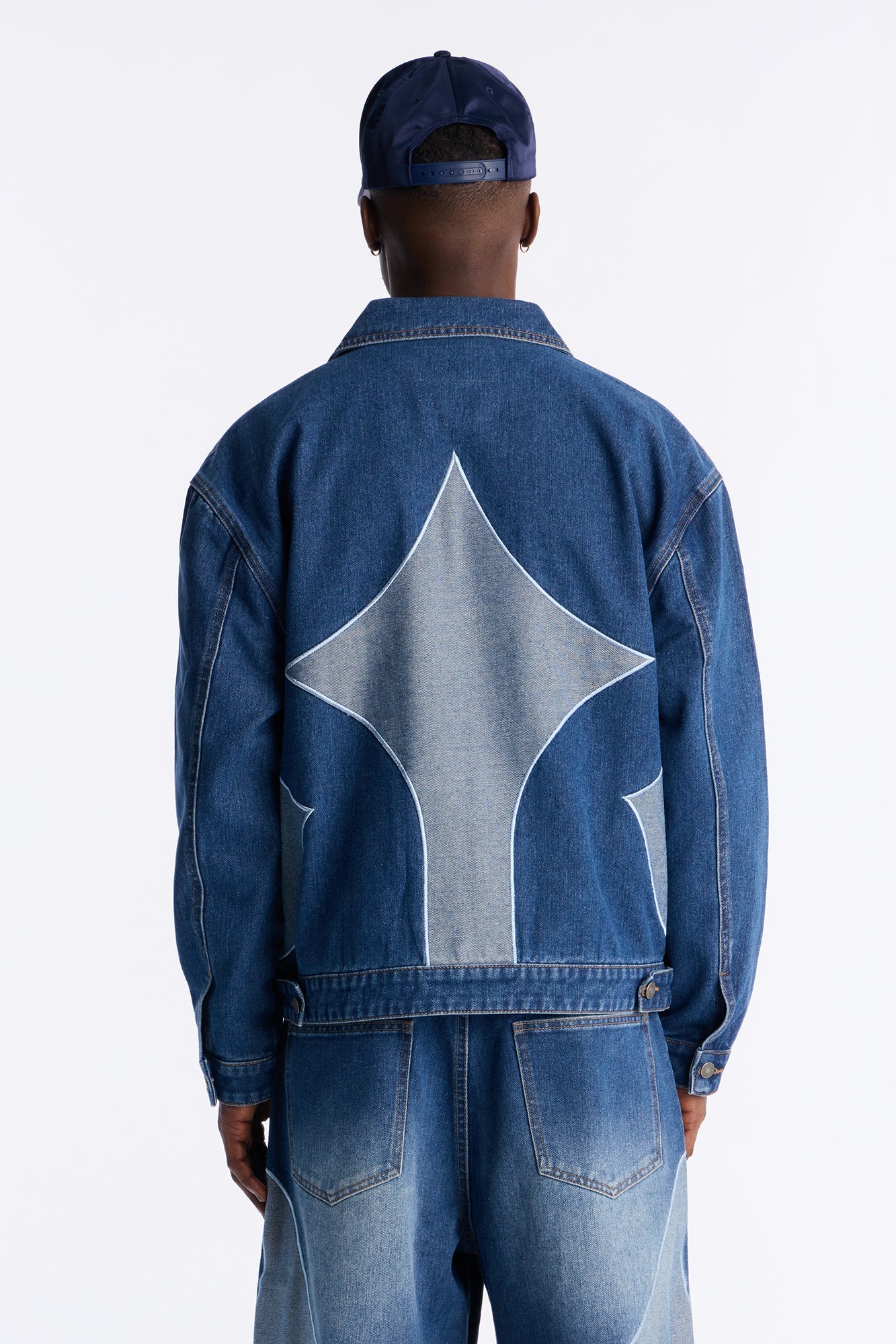 Cropped Crescent Denim Work Jacket - Medium Blue Wash Fashion Nova