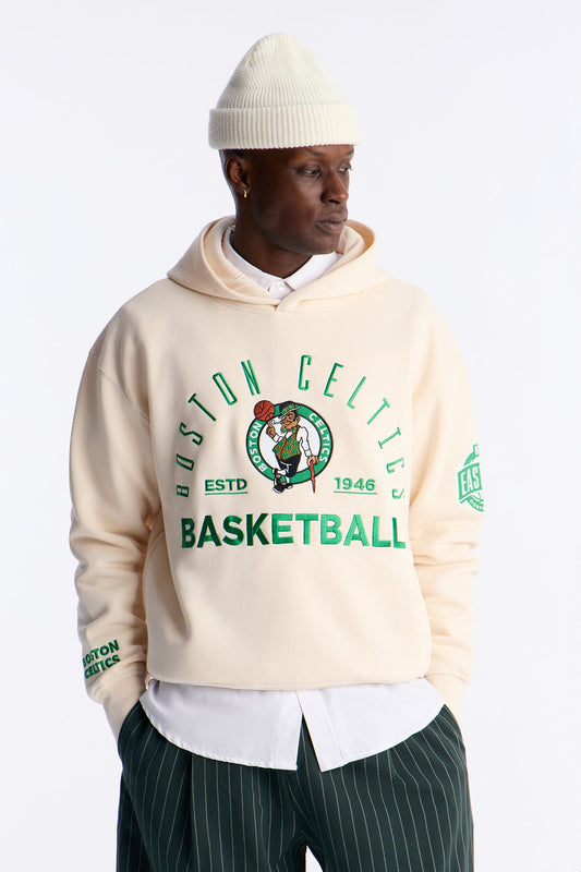 Celtics Embroidered Oversized Hoodie - Cream Fashion Nova