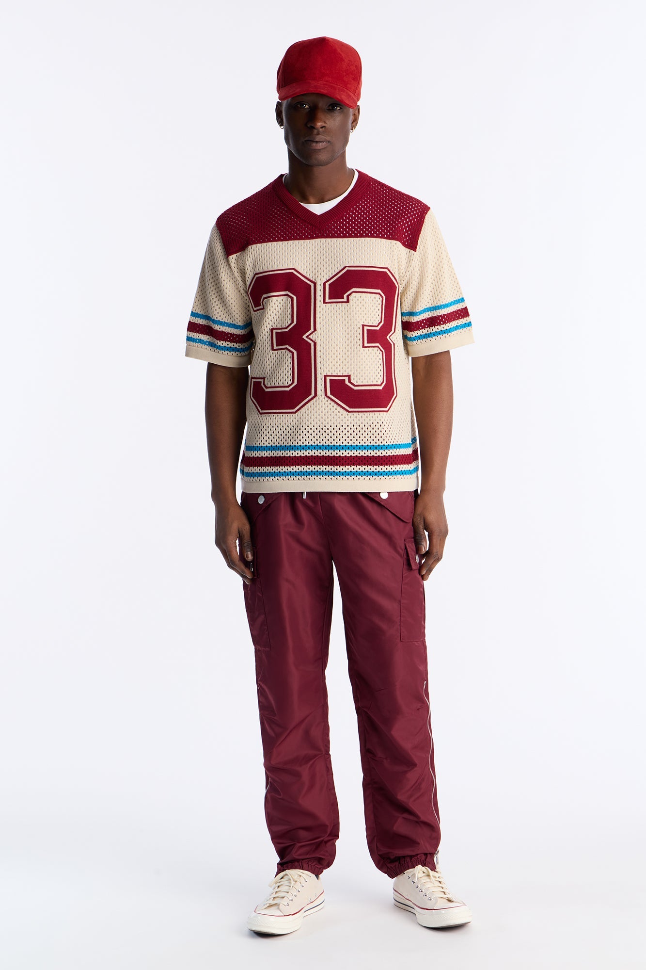 33 Striped Short Sleeve Jersey - Burgundy/combo Fashion Nova