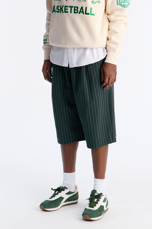 Baggy Straight Striped Soho Refined Short - Hunter Green Fashion Nova