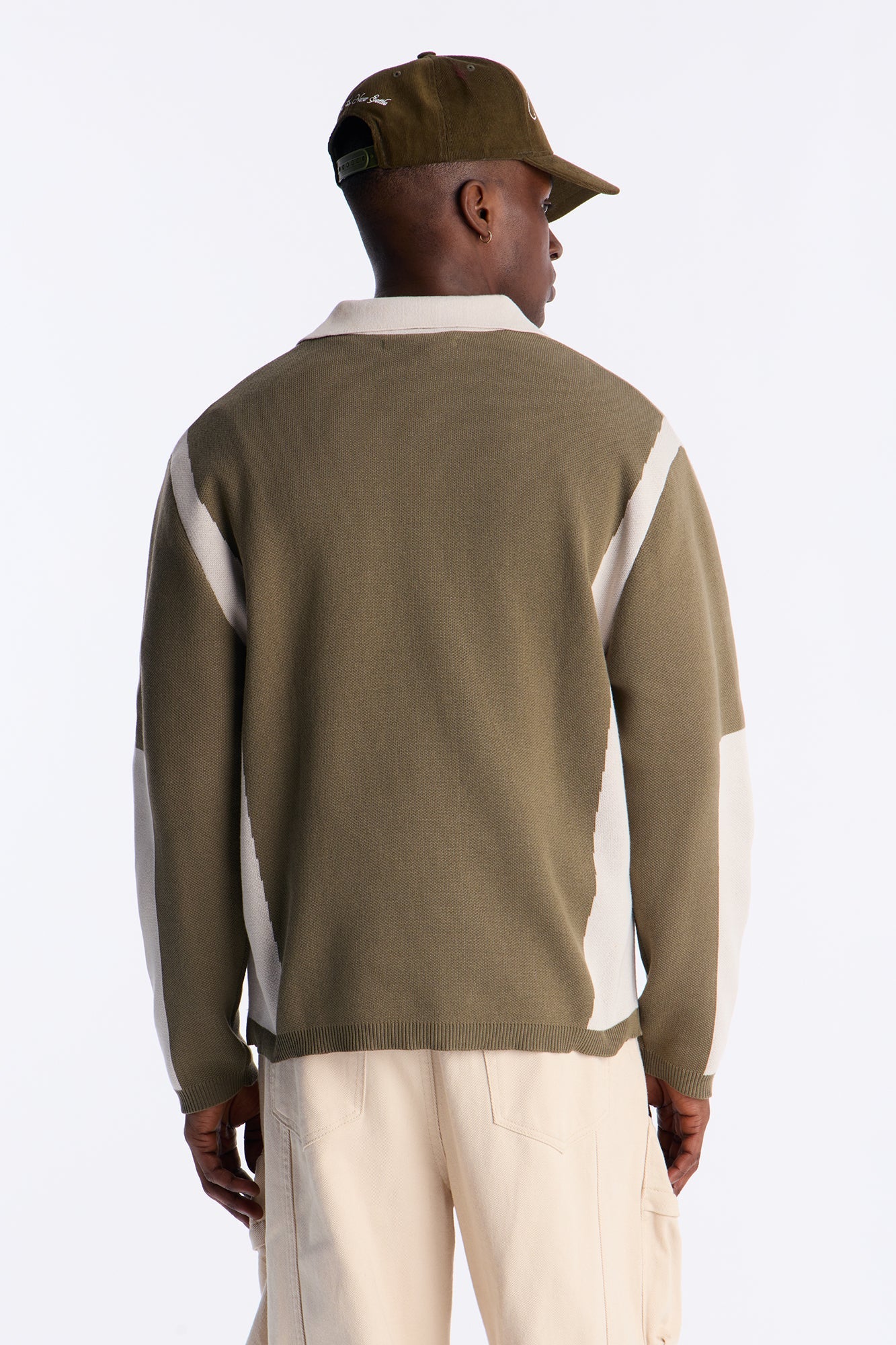 RM Moto Johnny Collar Sweater - Olive/combo Fashion Nova