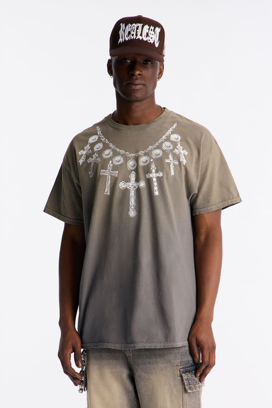 Faith In The Cross And Word Oversized Short Sleeve Tee - Tan Fashion Nova