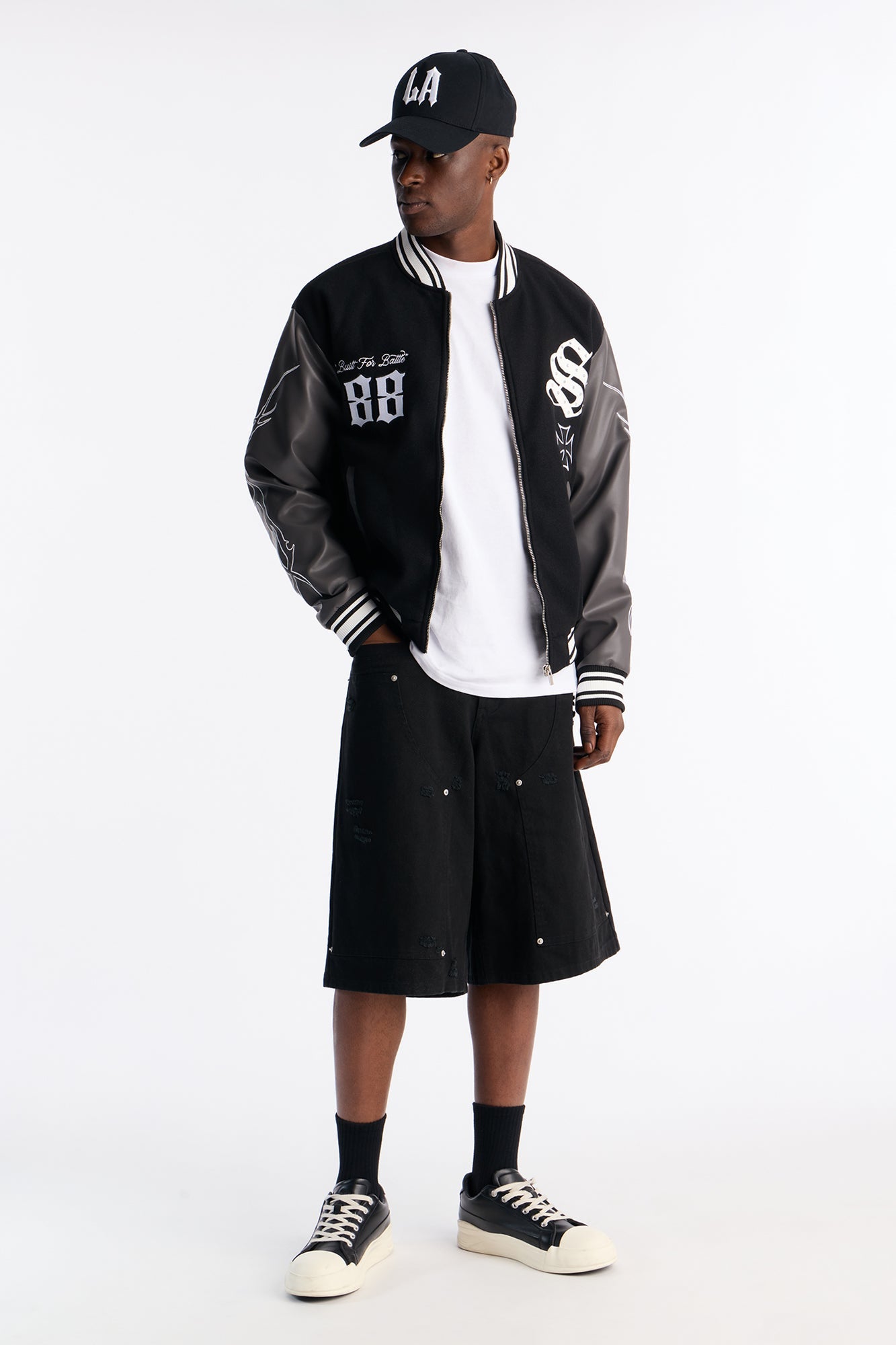 Grace Found Me Rhinestone Varsity Jacket - Black Fashion Nova