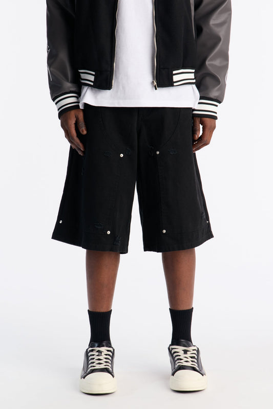 Baggy Mirage Zone Paneled Short - Black Fashion Nova
