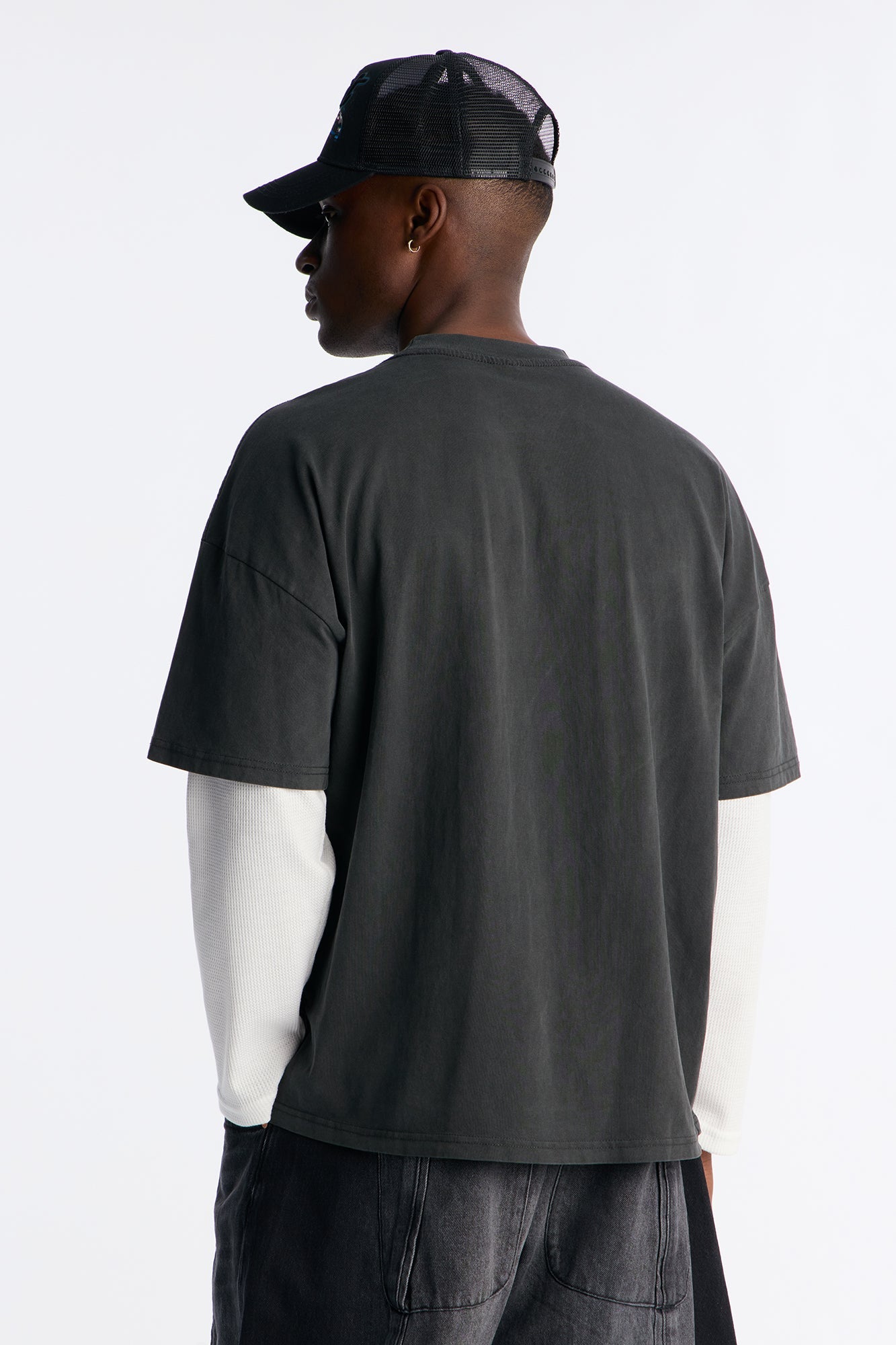 Washed Double Layer Tee - Black Wash Fashion Nova