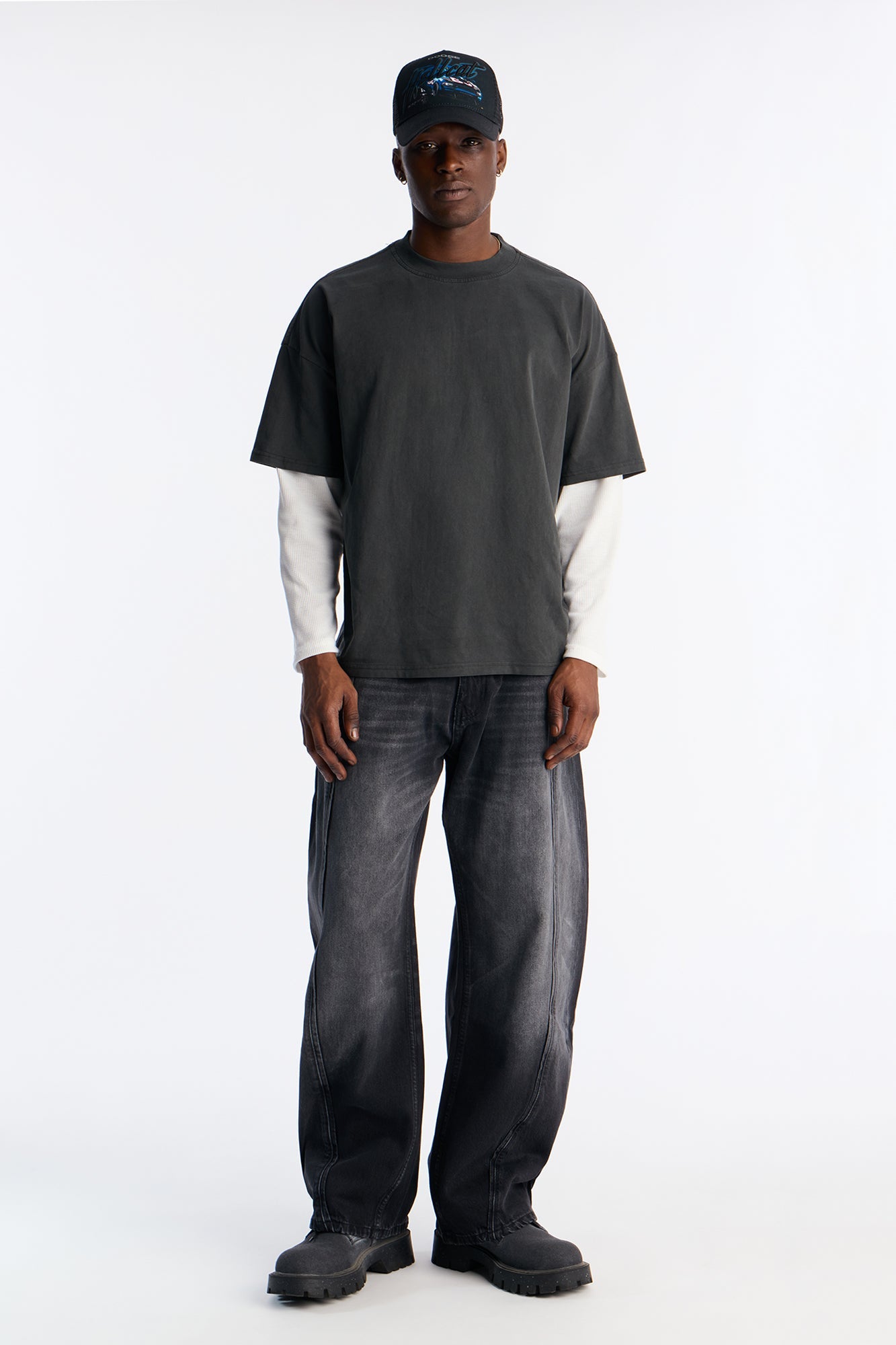 Washed Double Layer Tee - Black Wash Fashion Nova
